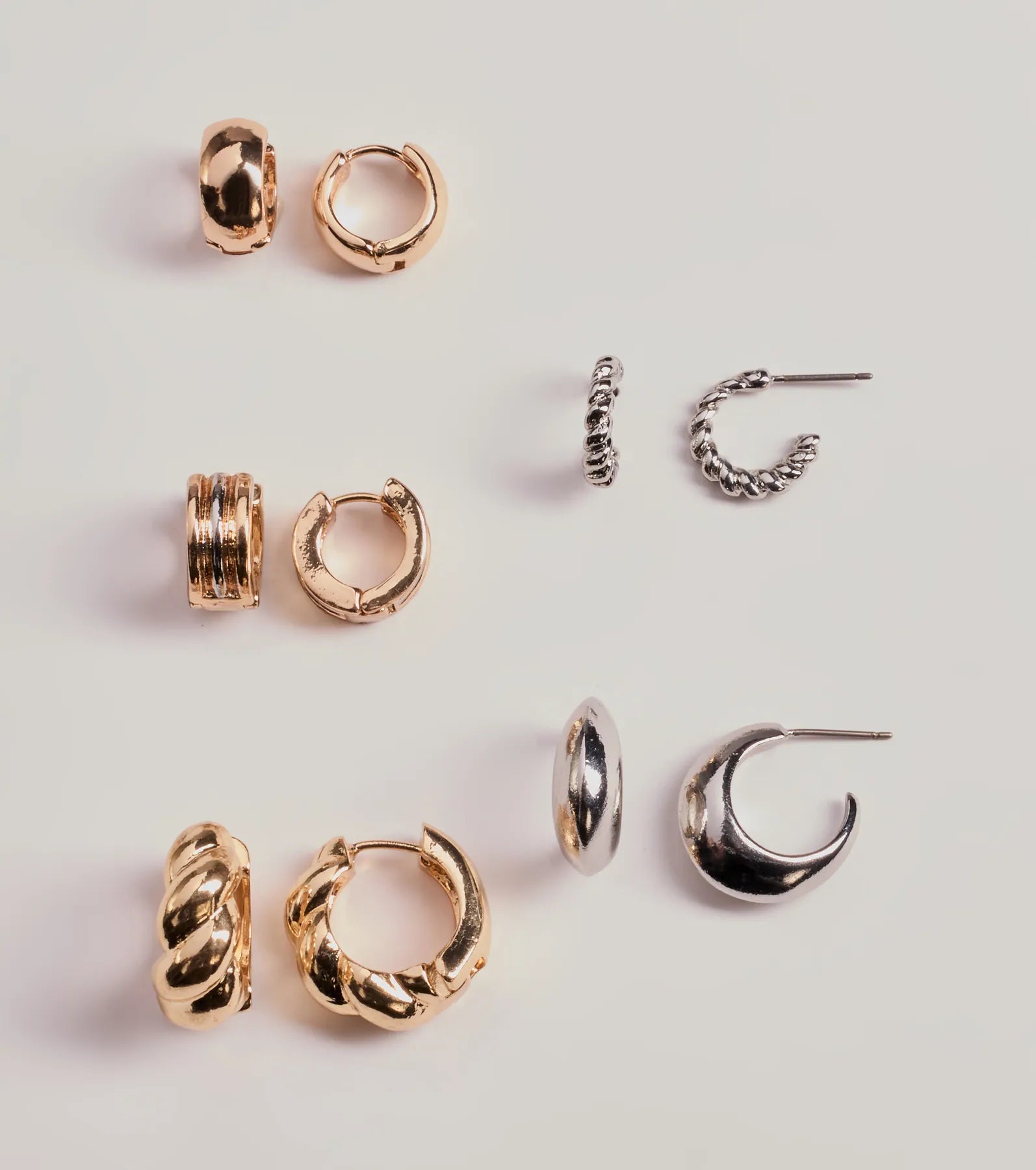 Trendy Mixed Metals Hoop Earrings Set