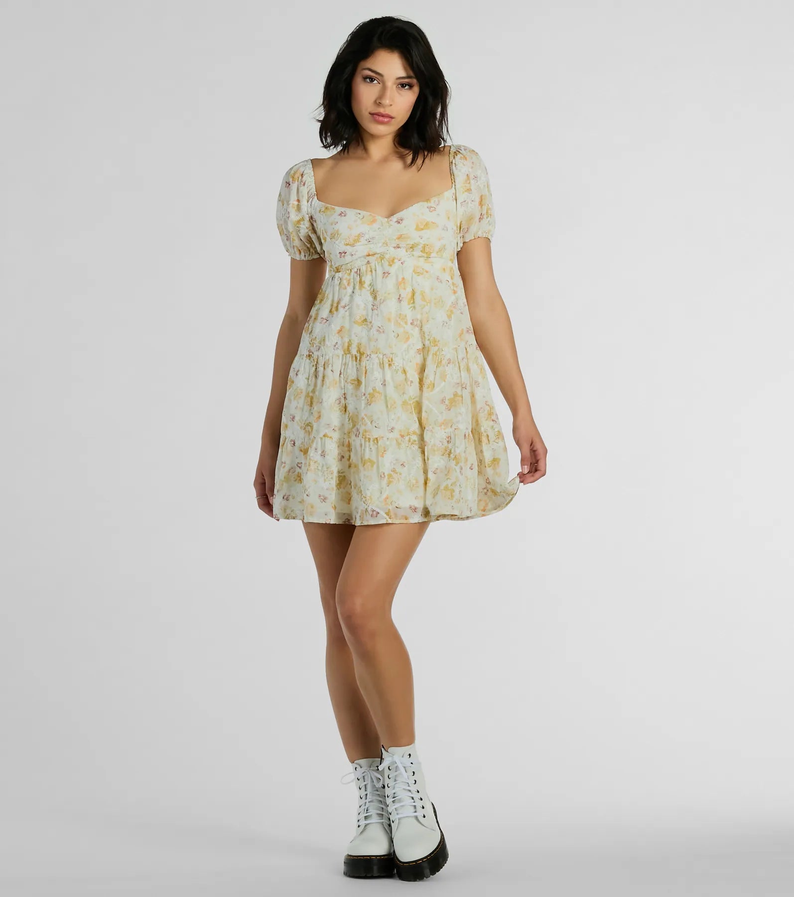 Captivating Cutie Eyelet Floral Babydoll Dress