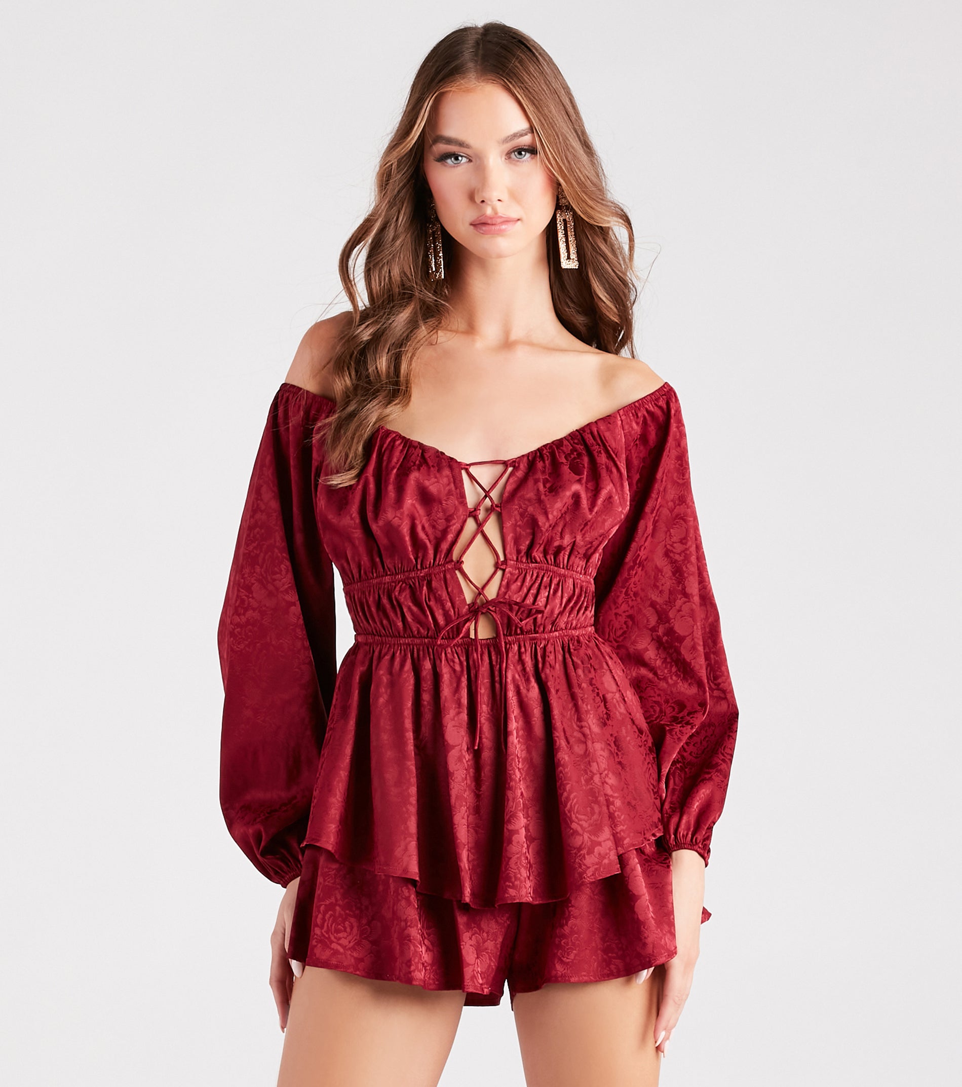 Feels Like Love Floral Jacquard Satin Romper