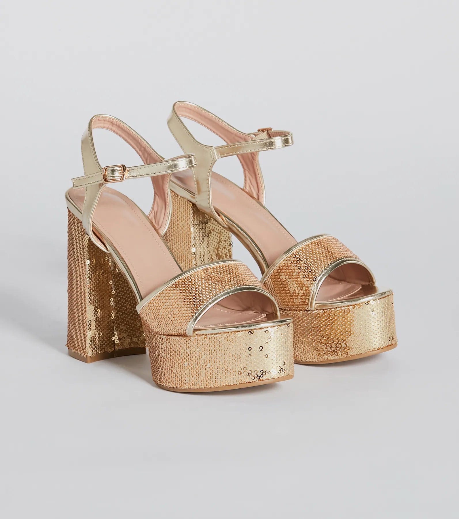 Sparkly Struts Sequin Platform Block Heels