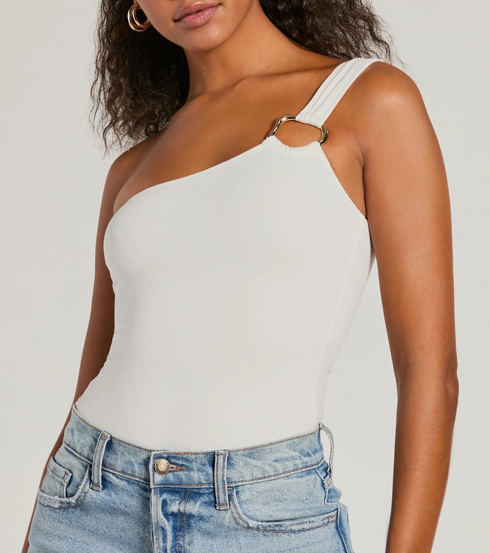 Perfect Piece One-Shoulder Hoop Bodysuit