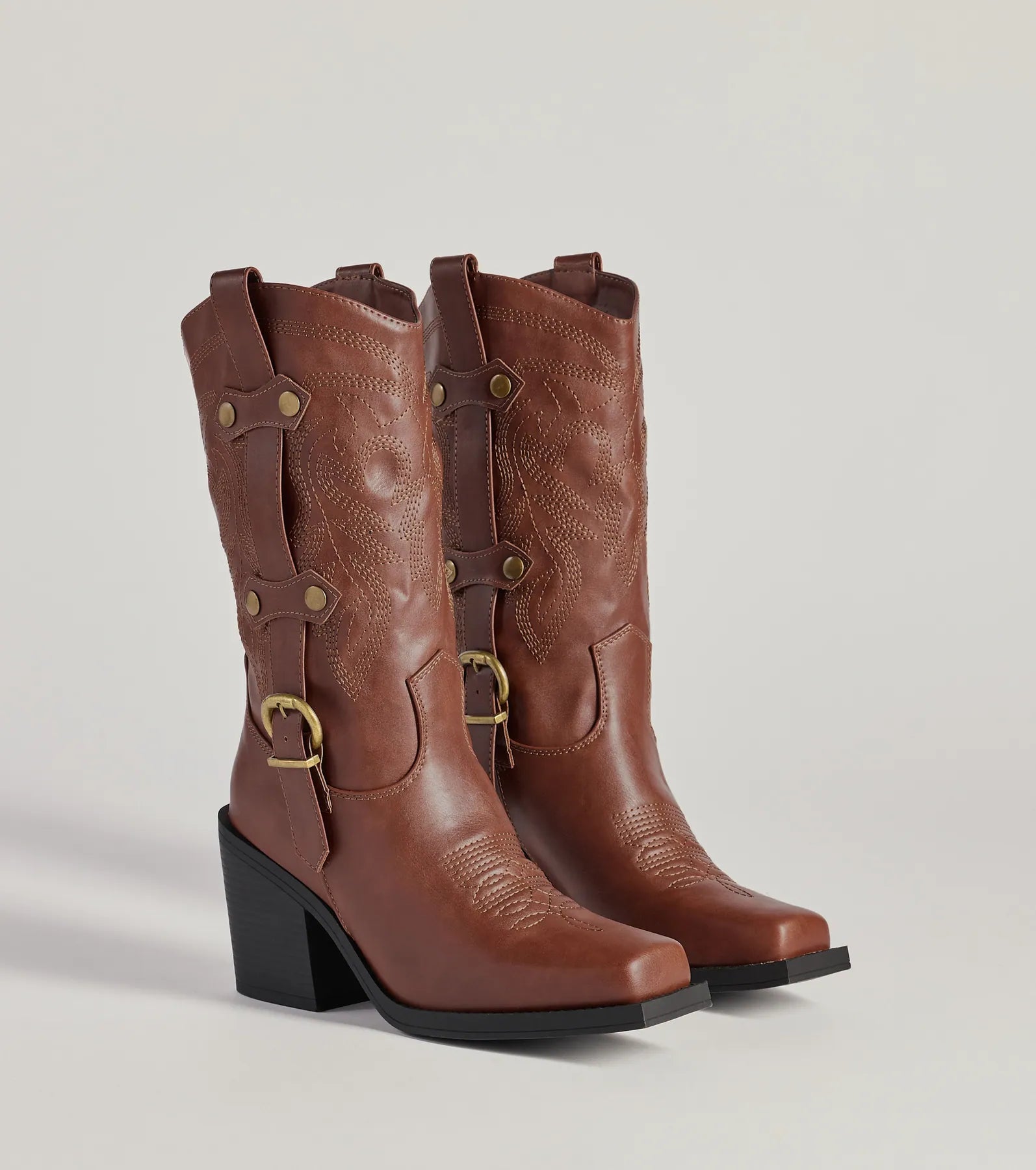 Homestead Chic Western Faux Leather Boots