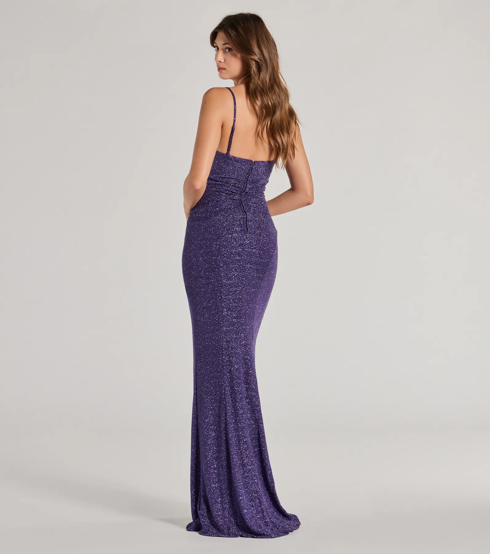 Analeah High-Slit Glitter Mermaid Dress