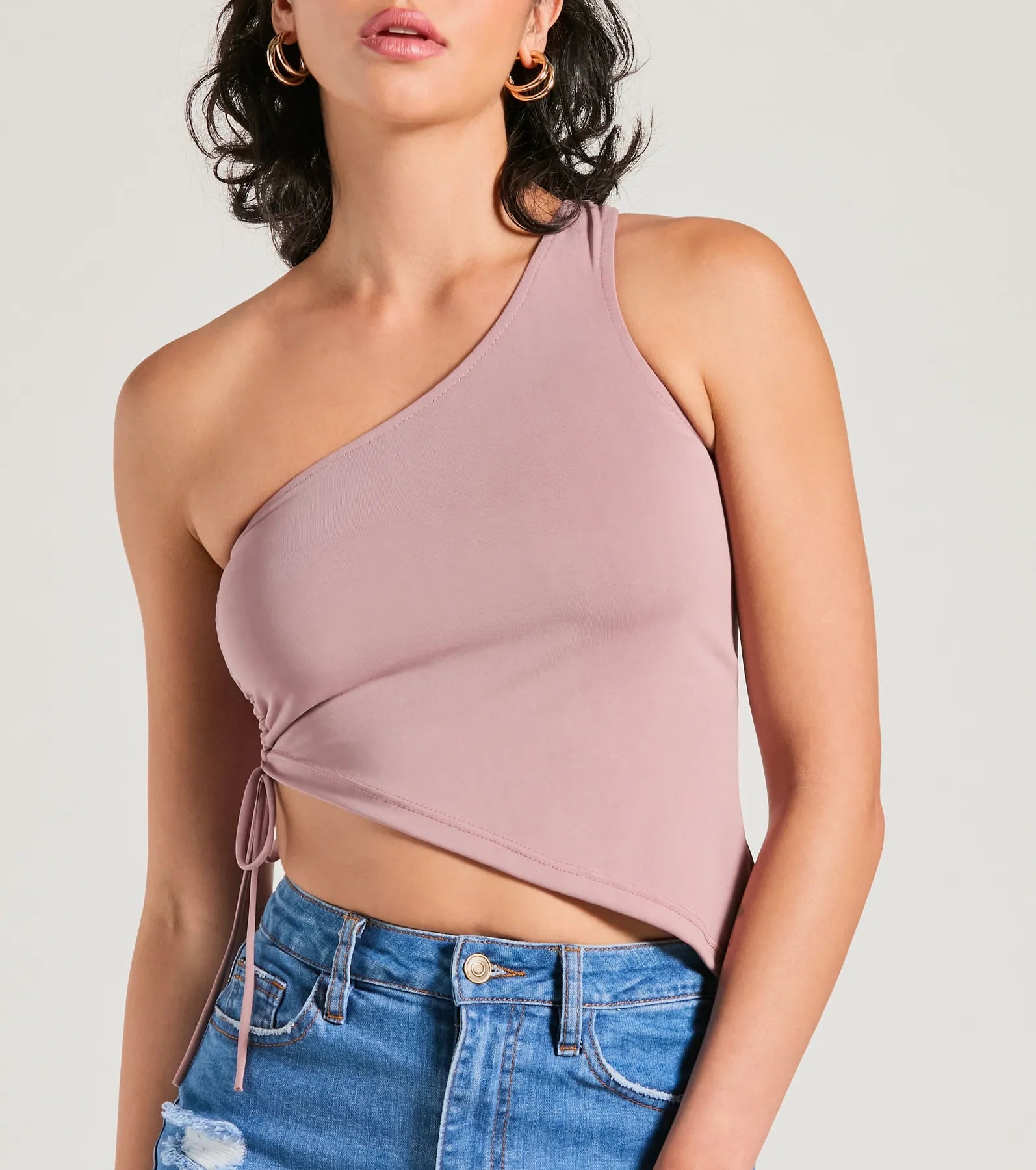 Mentionable Flirt One-Shoulder Asymmetrical Crop Top