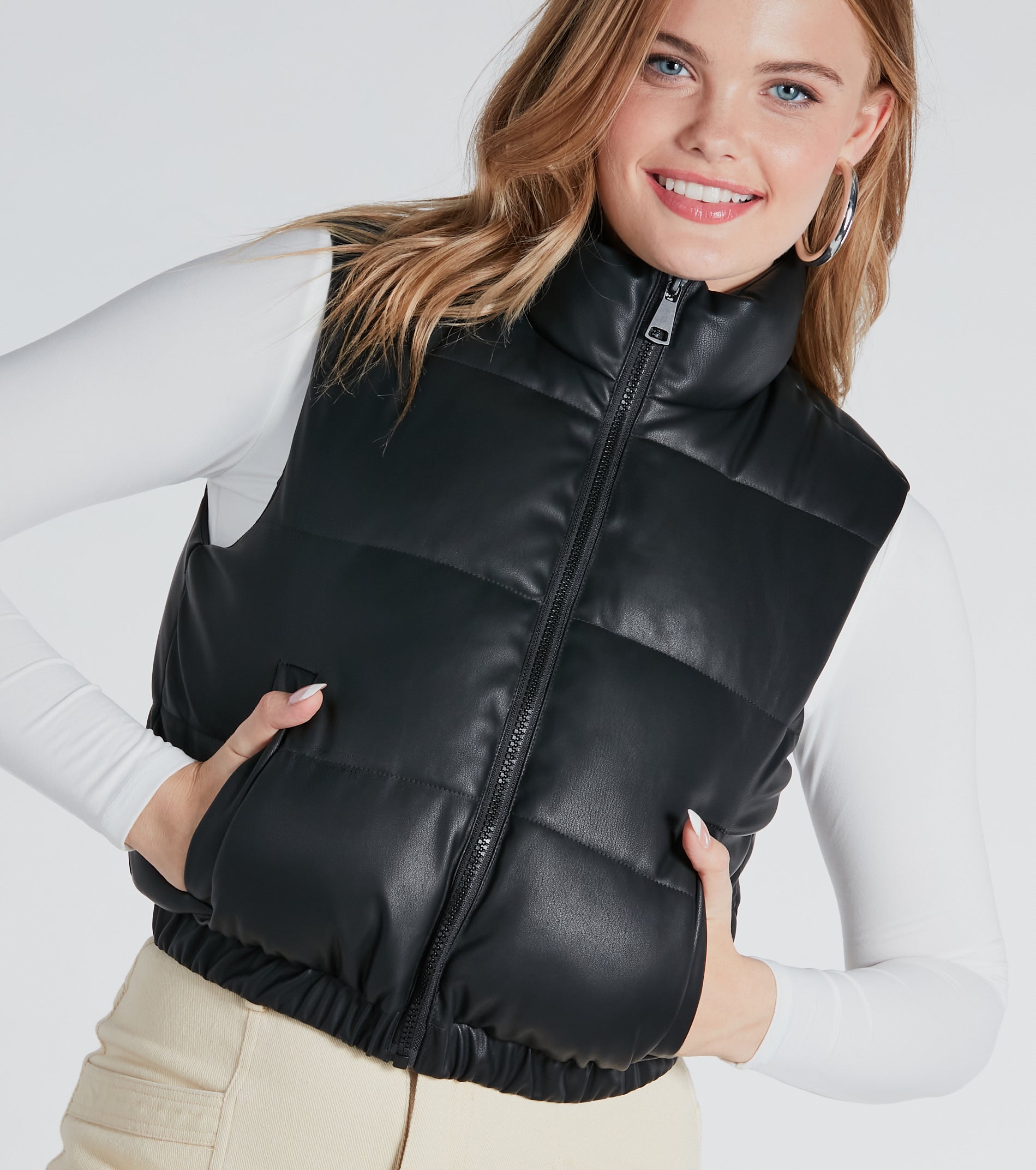 Winter Dreams Faux Leather Sherpa Puffer Vest