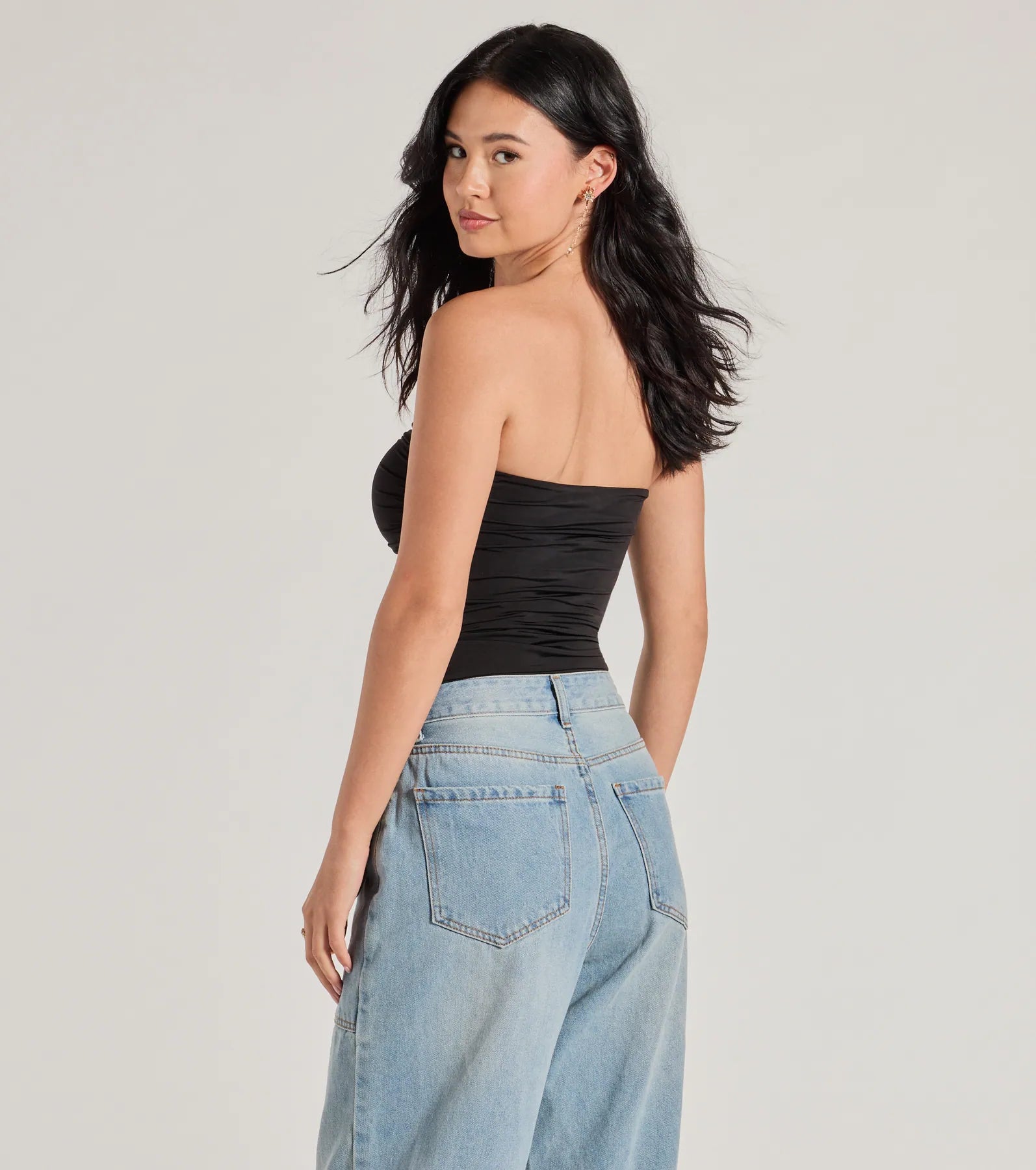 Flirty Find Strapless Ruched Knit Crop Top