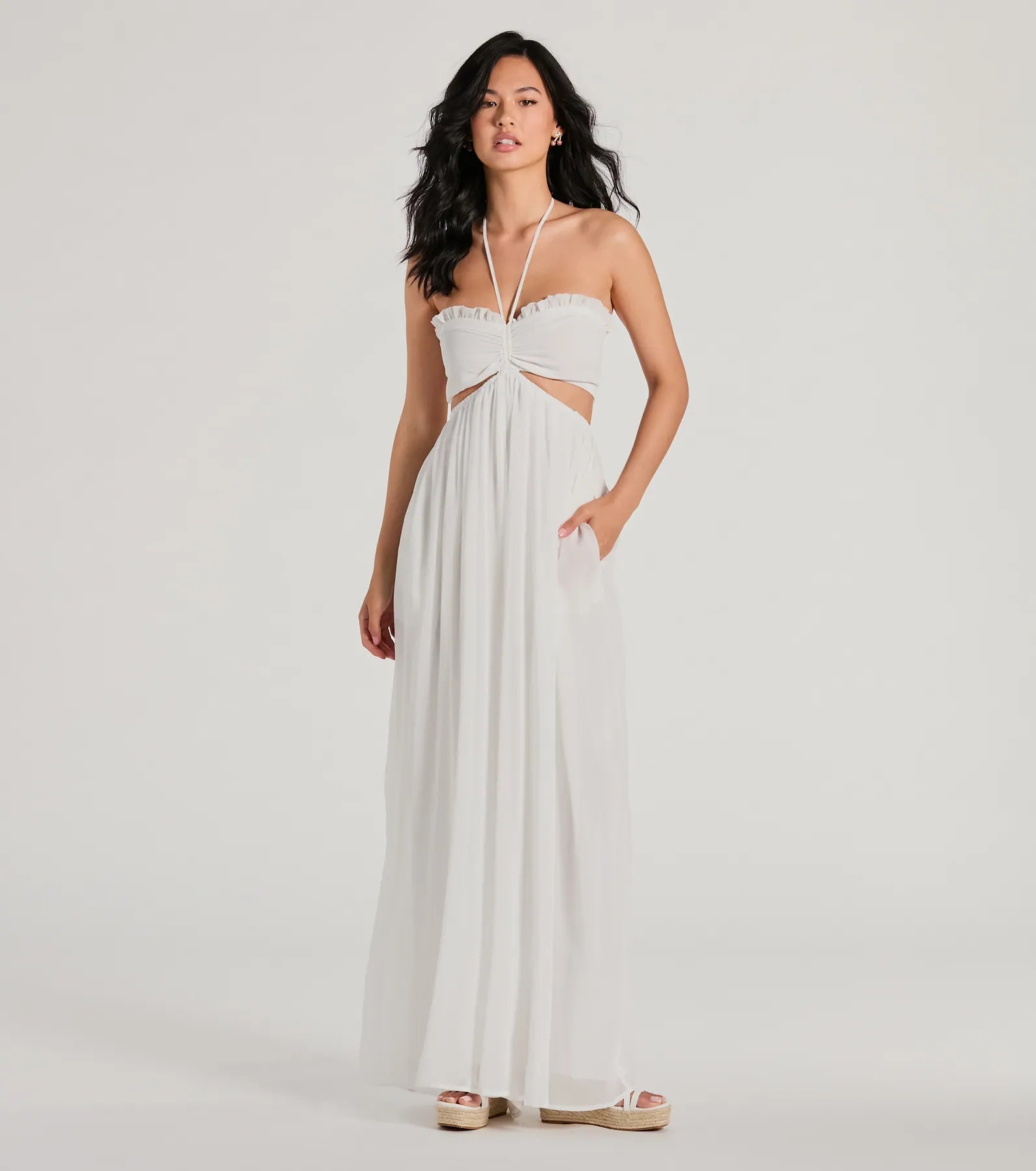 Ready To Charm Halter Cutout Wide-Leg Jumpsuit