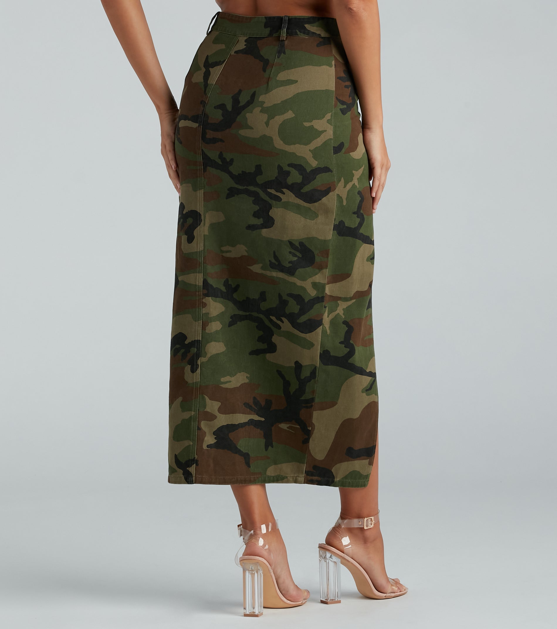 Commander In Cute Camouflage Cargo Maxi Skirt