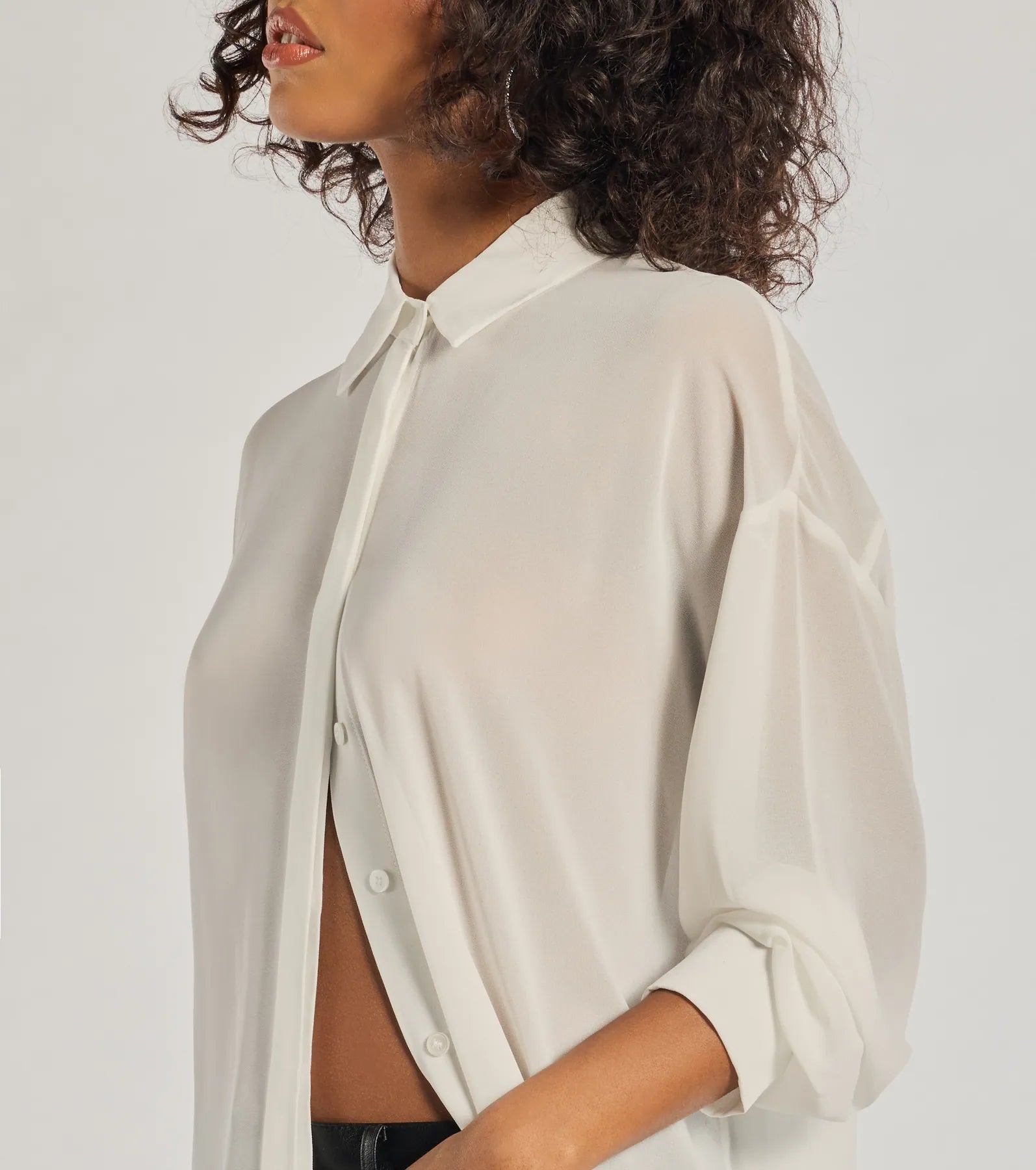 Sheer Ambition Long Sleeve Collared Blouse