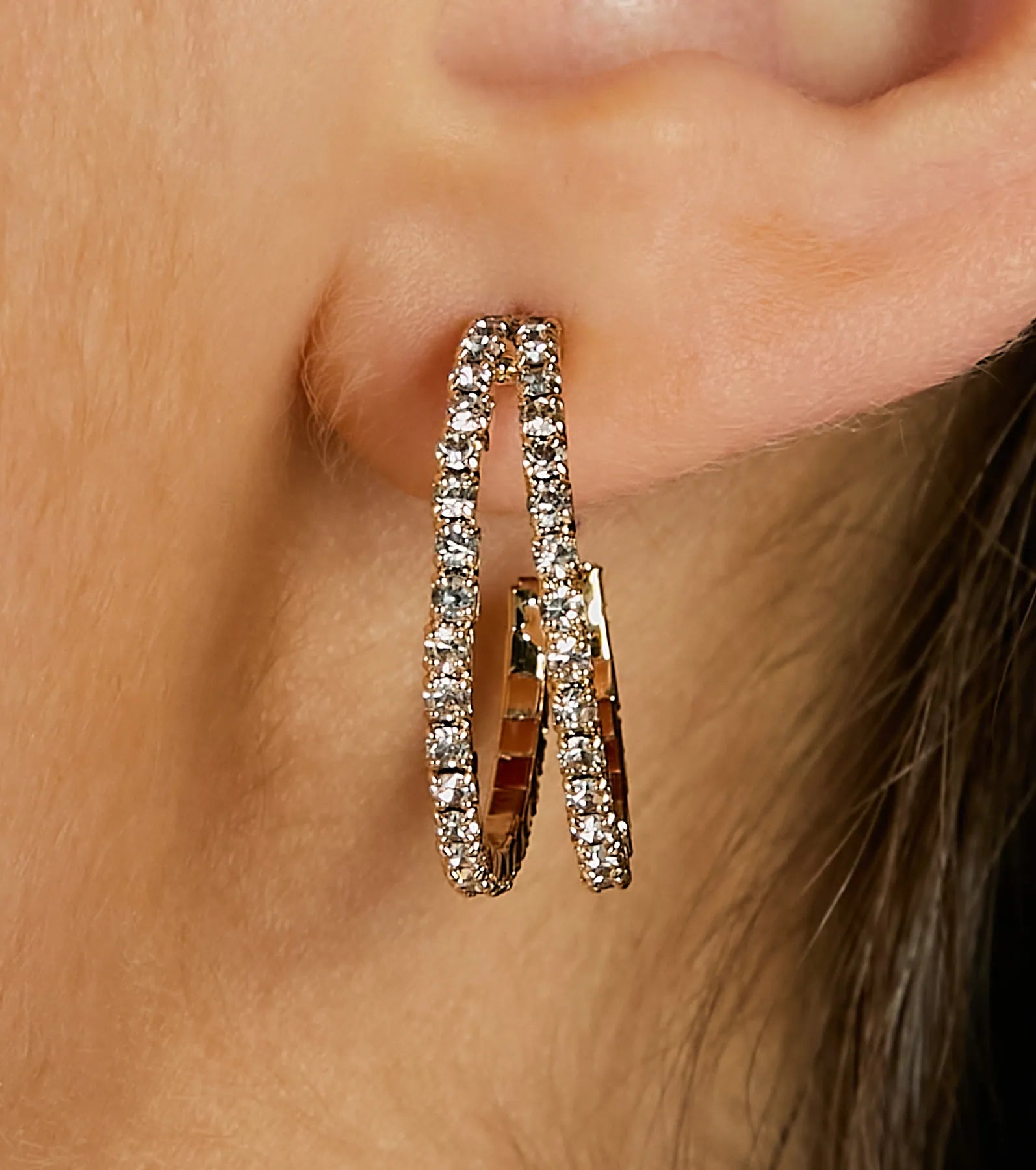 Chic Charisma Rhinestone Hoop Earrings