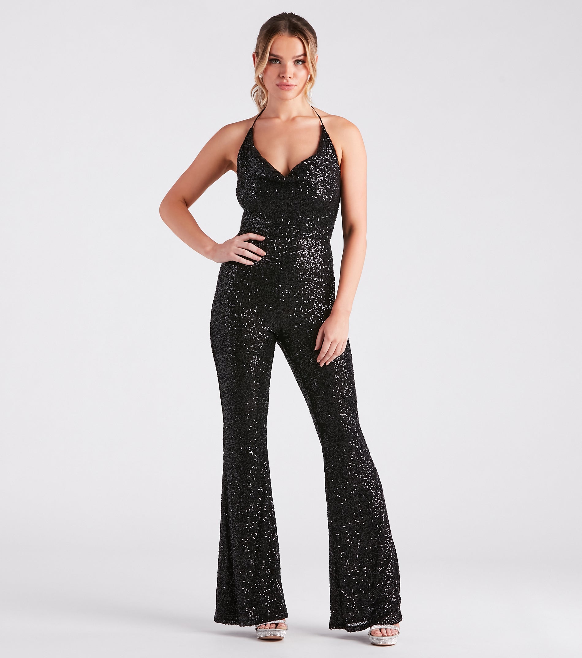 Dance Floor Diva Sequin Backless Jumpsuit