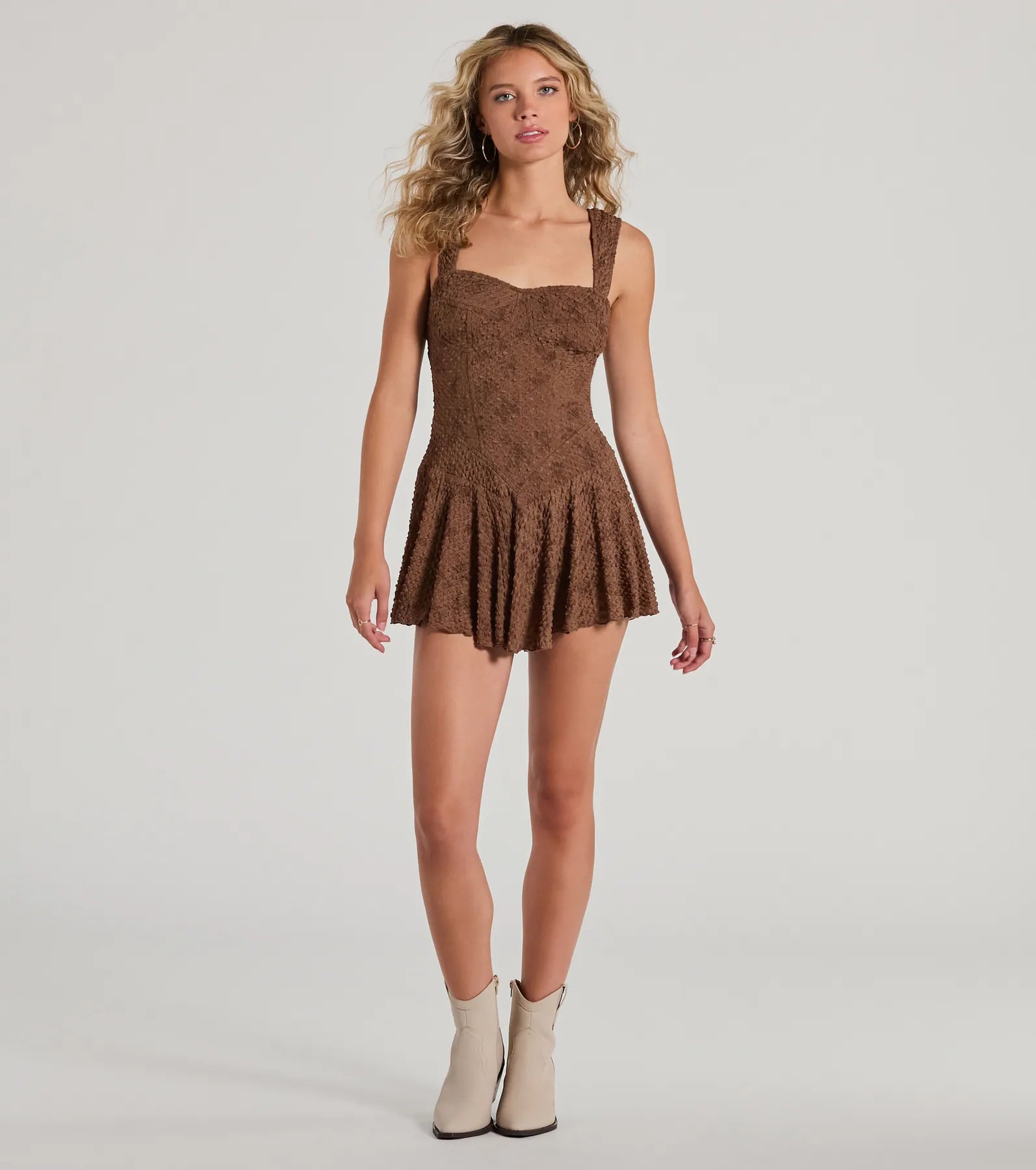 Ain't It Cute Sweetheart Ruffled Skater Romper