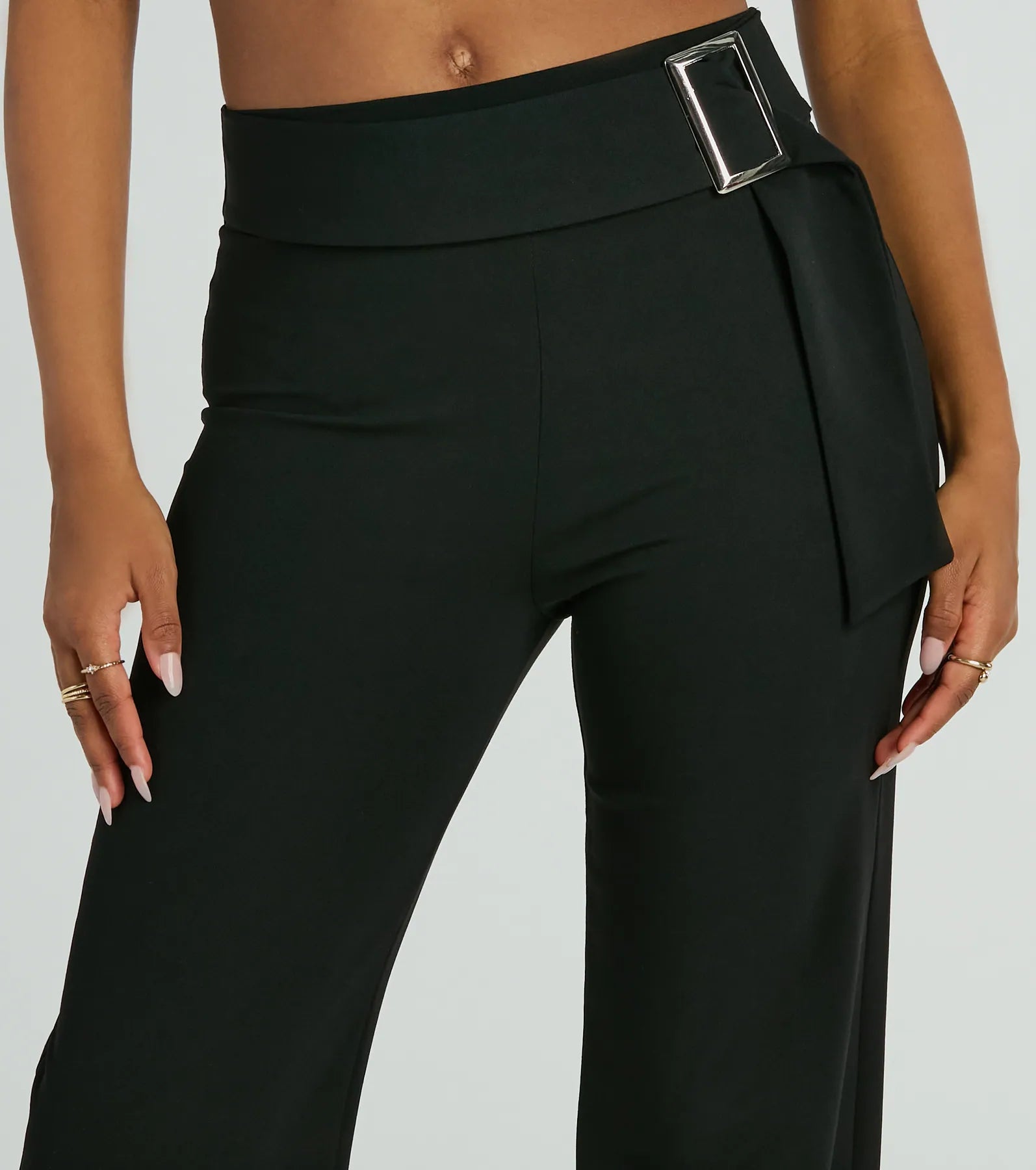 Walk The Walk High Rise Belted Crepe Trouser Pants