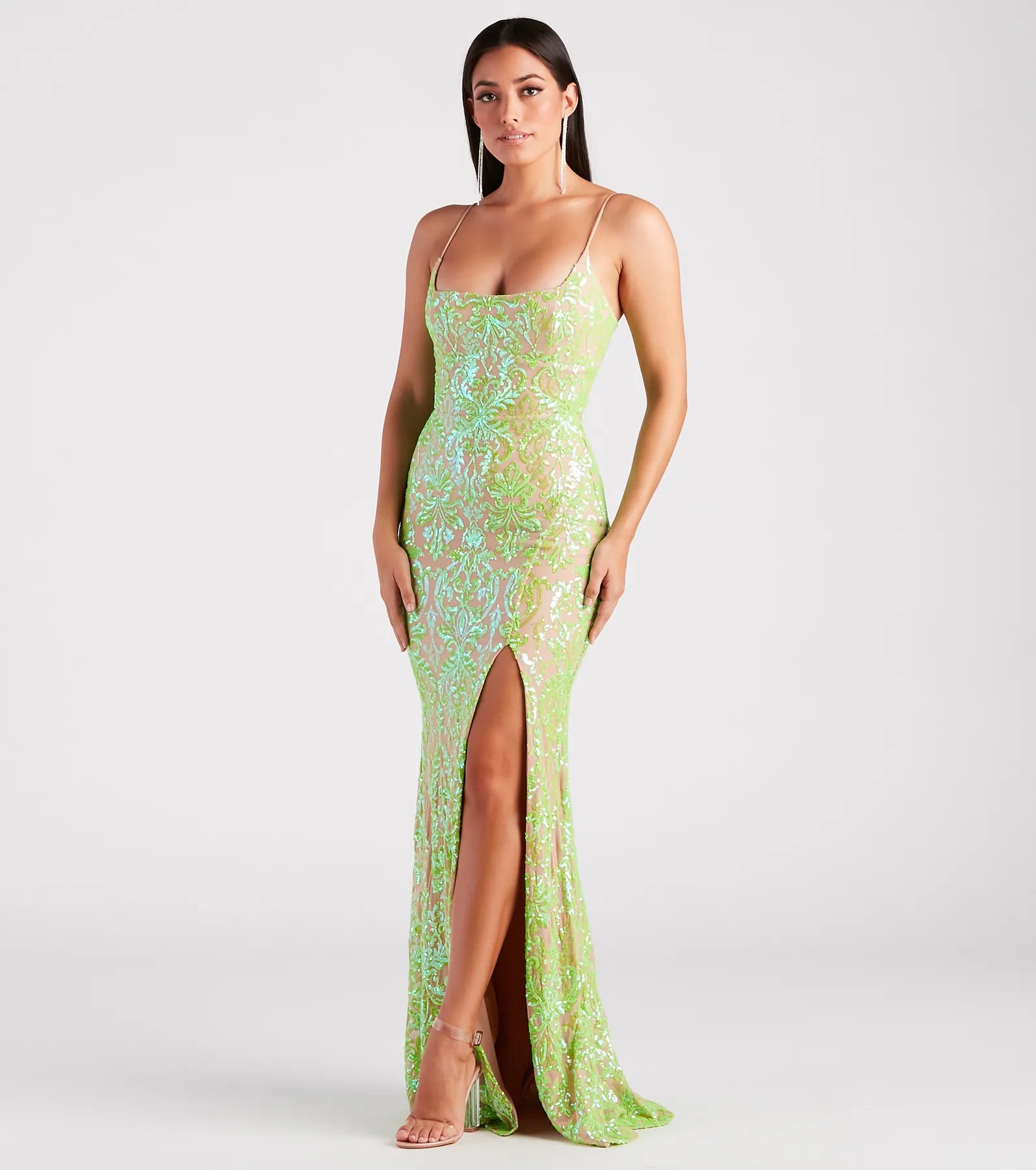 Brandy Formal Sequin Lace-Up Mermaid Dress