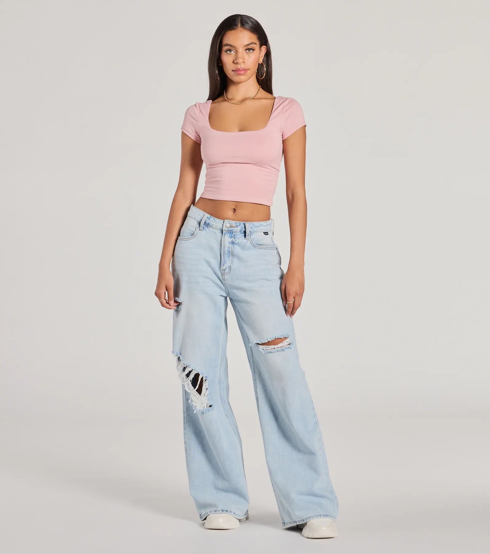 The View And You Short Sleeve Tie Back Crop Top