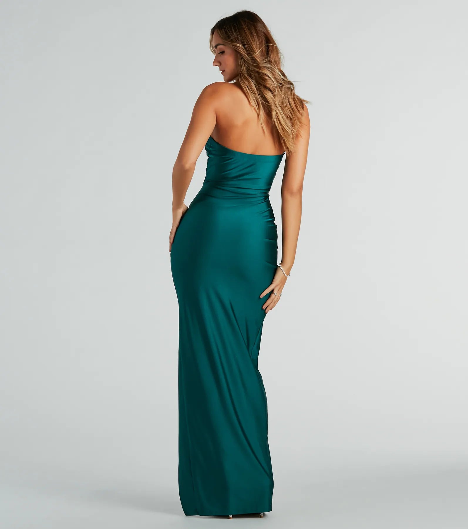 Darianka Formal Strapless Slit Long Dress