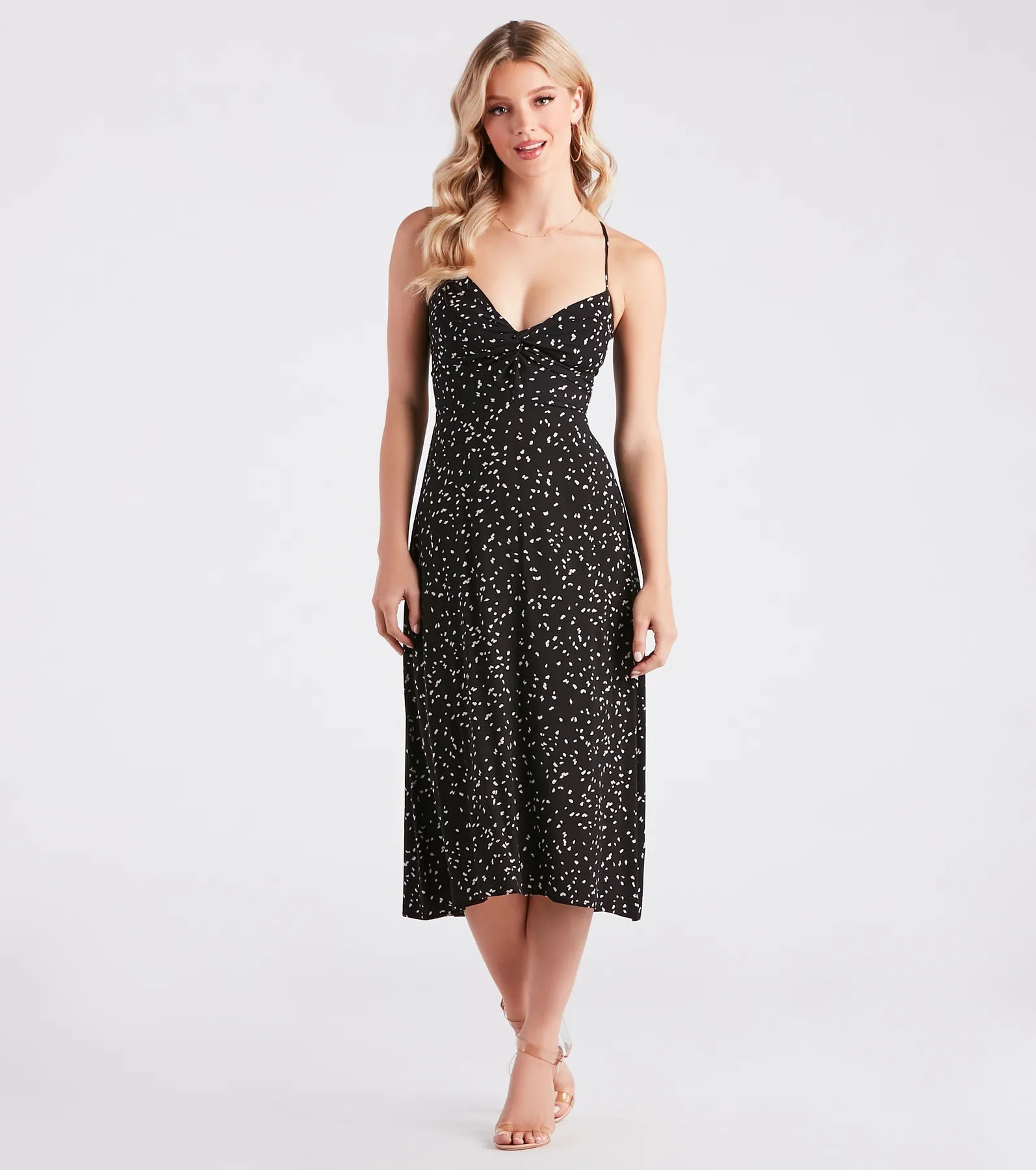 Just Spotted Leopard Lace-Up Midi Dress