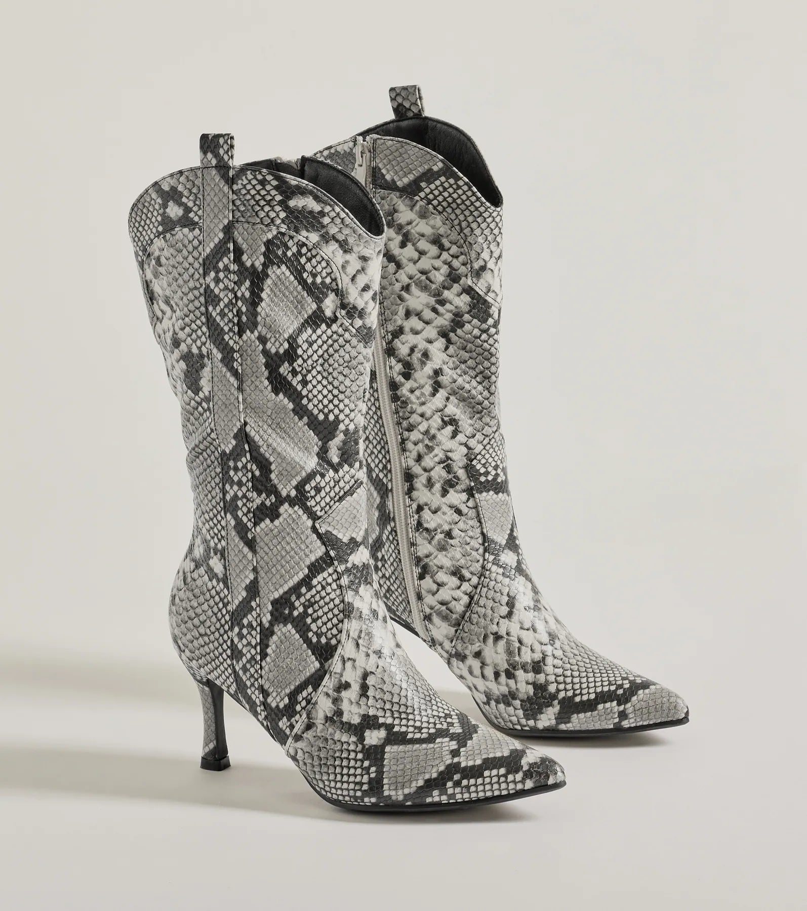 Sassy Aura Faux Leather Stiletto Snake Boots