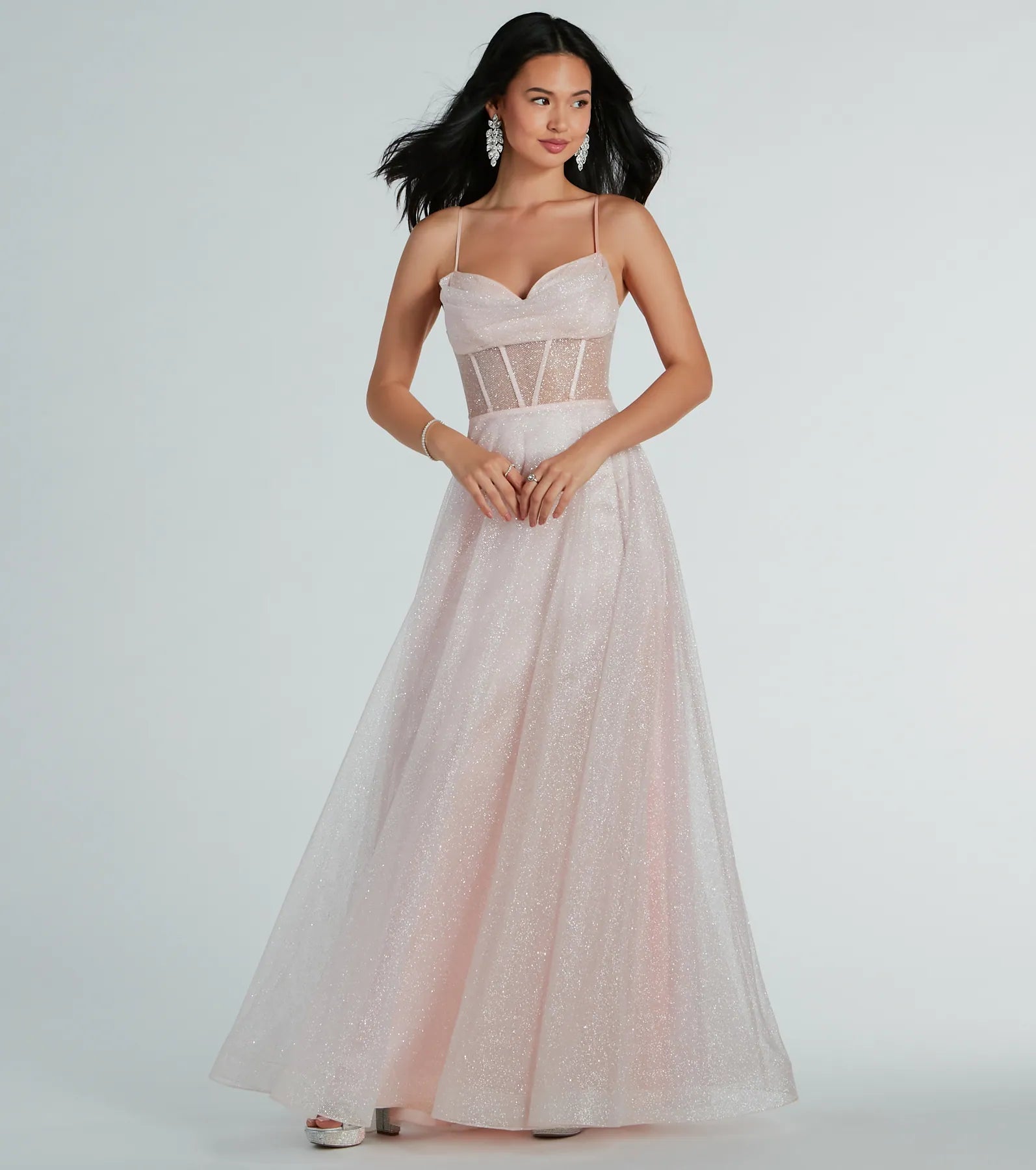 Ariel Corset Glitter Mesh A-Line Formal Dress