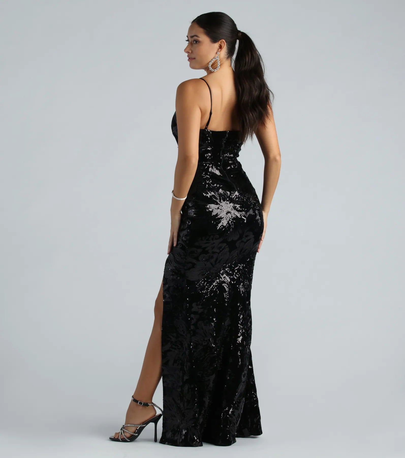 Sandy Formal Velvet Sequin Mermaid Dress