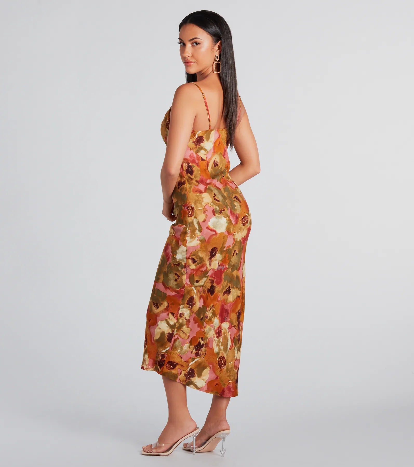 Simply Fine In Floral A-Line Midi Dress