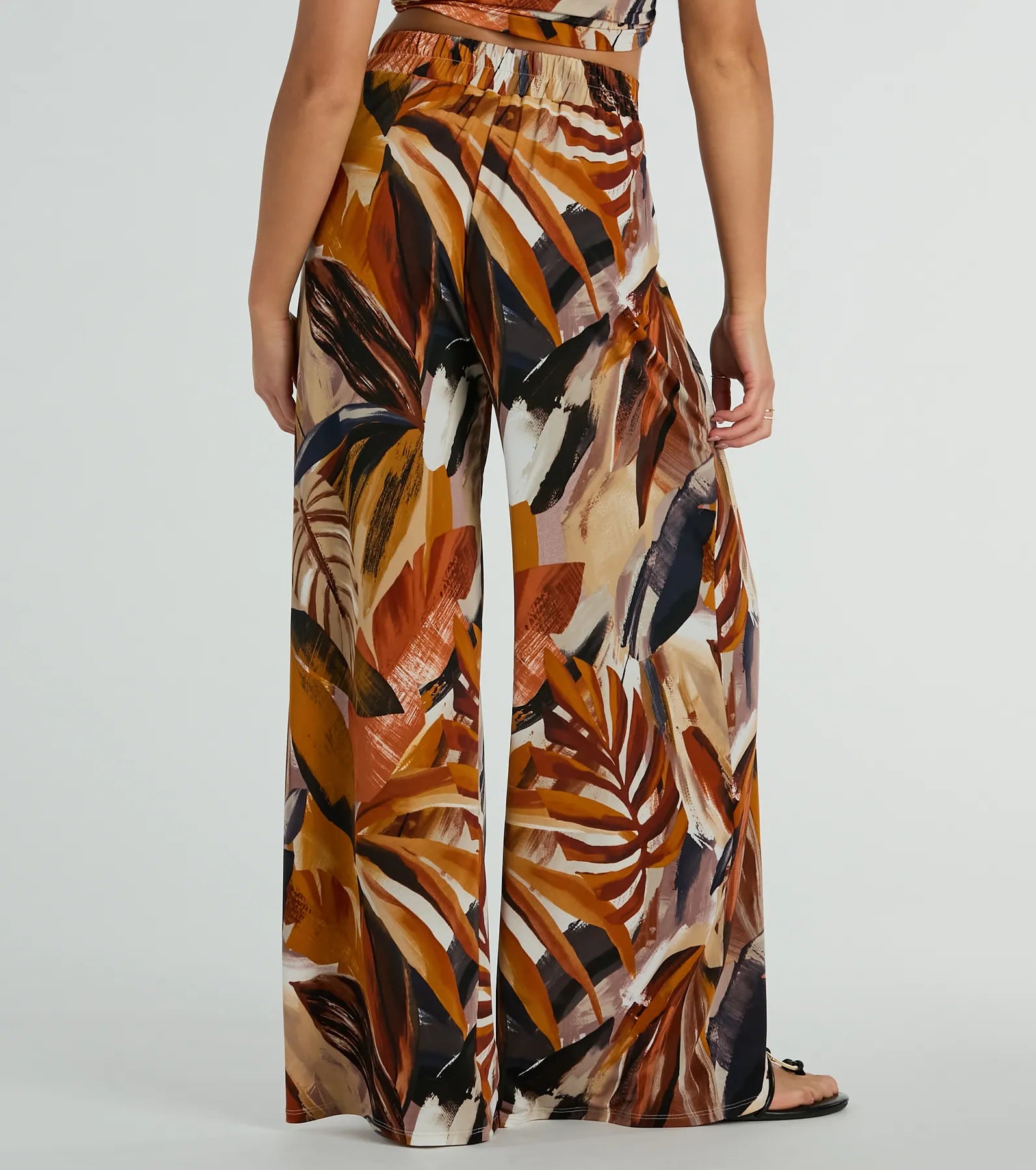 Vacay Ready Tropical Knit Wide-Leg Pants