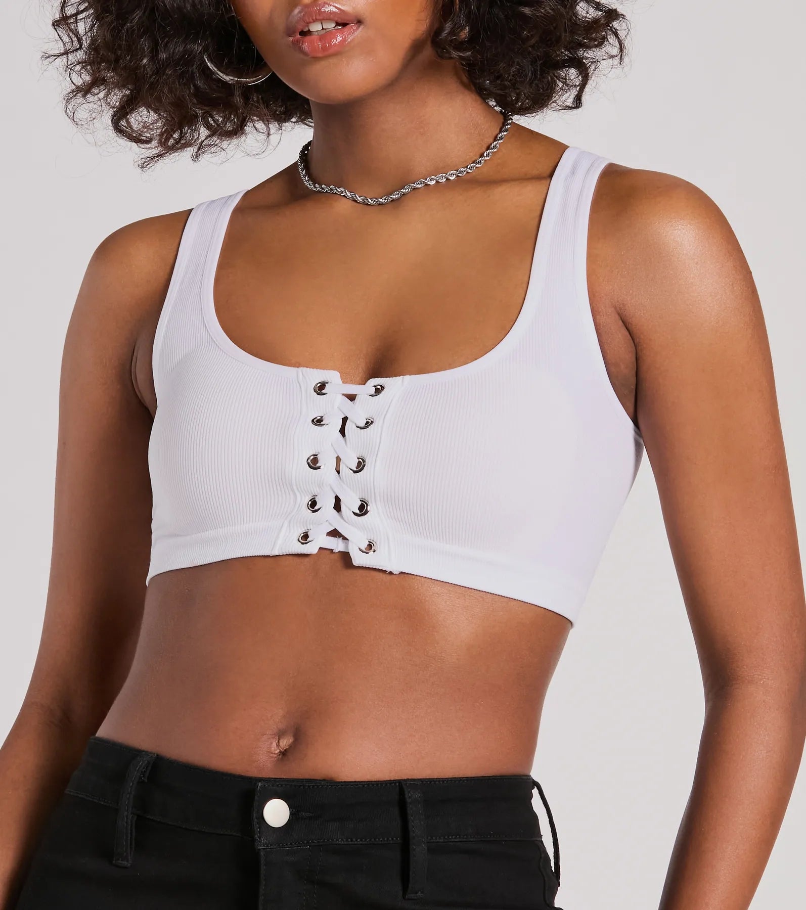 Casual With A Twist Sleeveless Lace-Up Crop Top