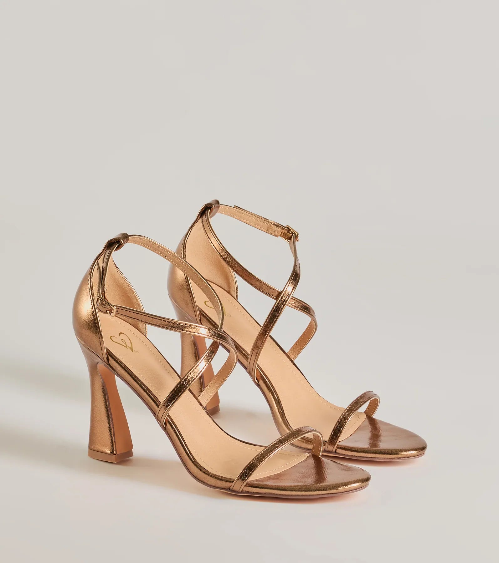 Glam Plans Strappy Metallic Block Heels