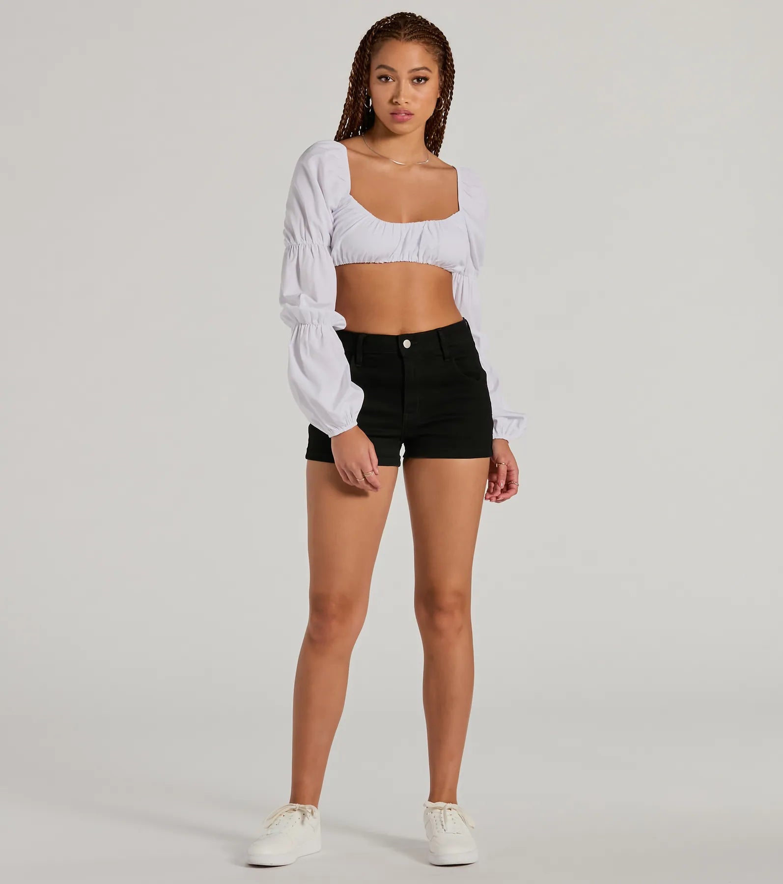 Official Cutie Tie Back Long Sleeve Crop Top