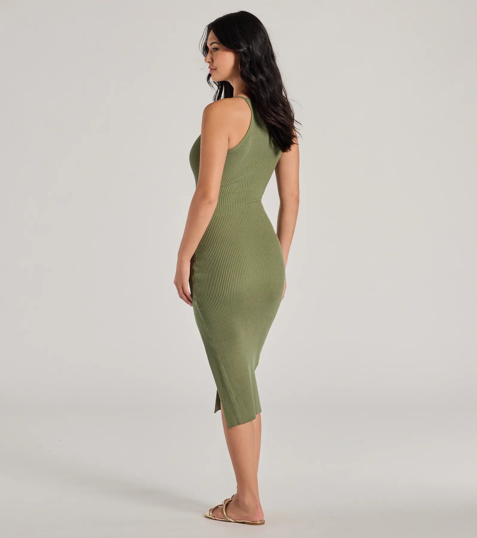 Essential Staple Ribbed Knit Midi Dress