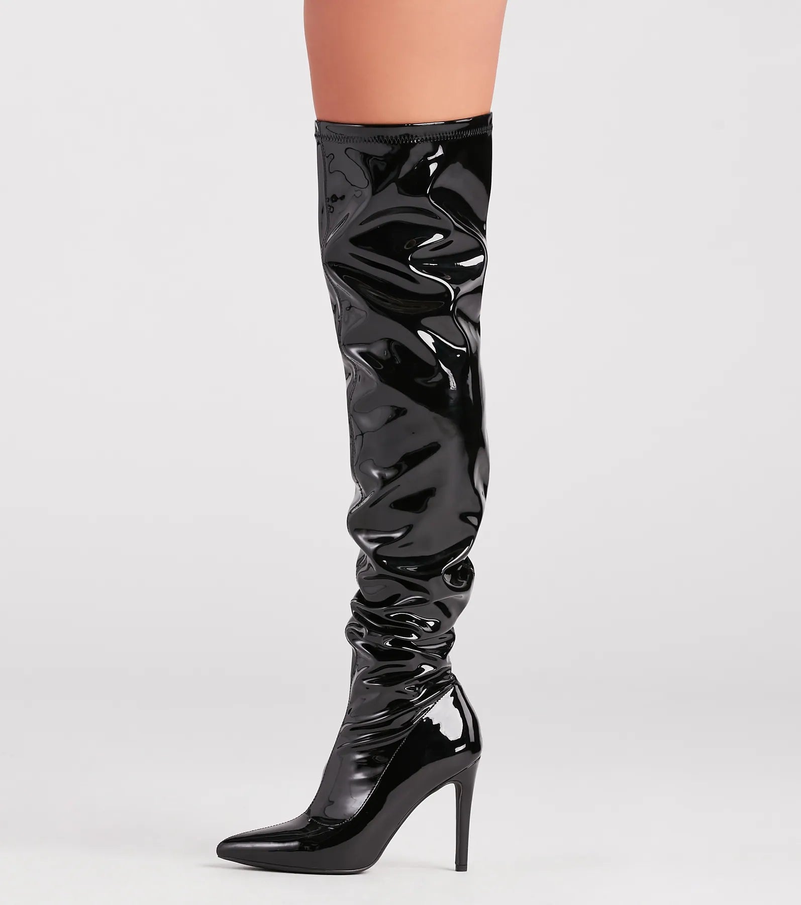 High Standards Patent Thigh-High Stiletto Boots