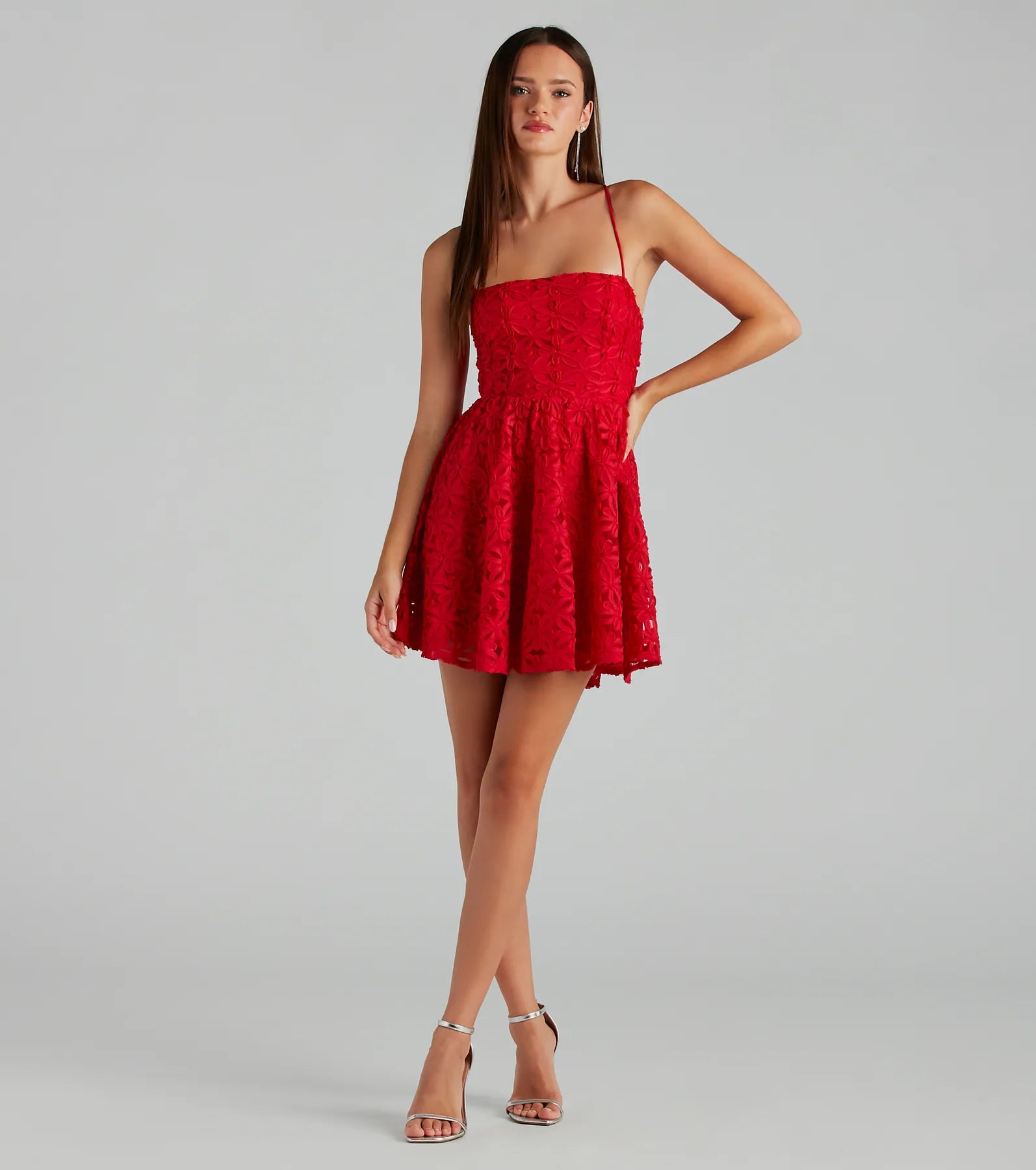 Kiana Flower Lace-Up A-Line Party Dress