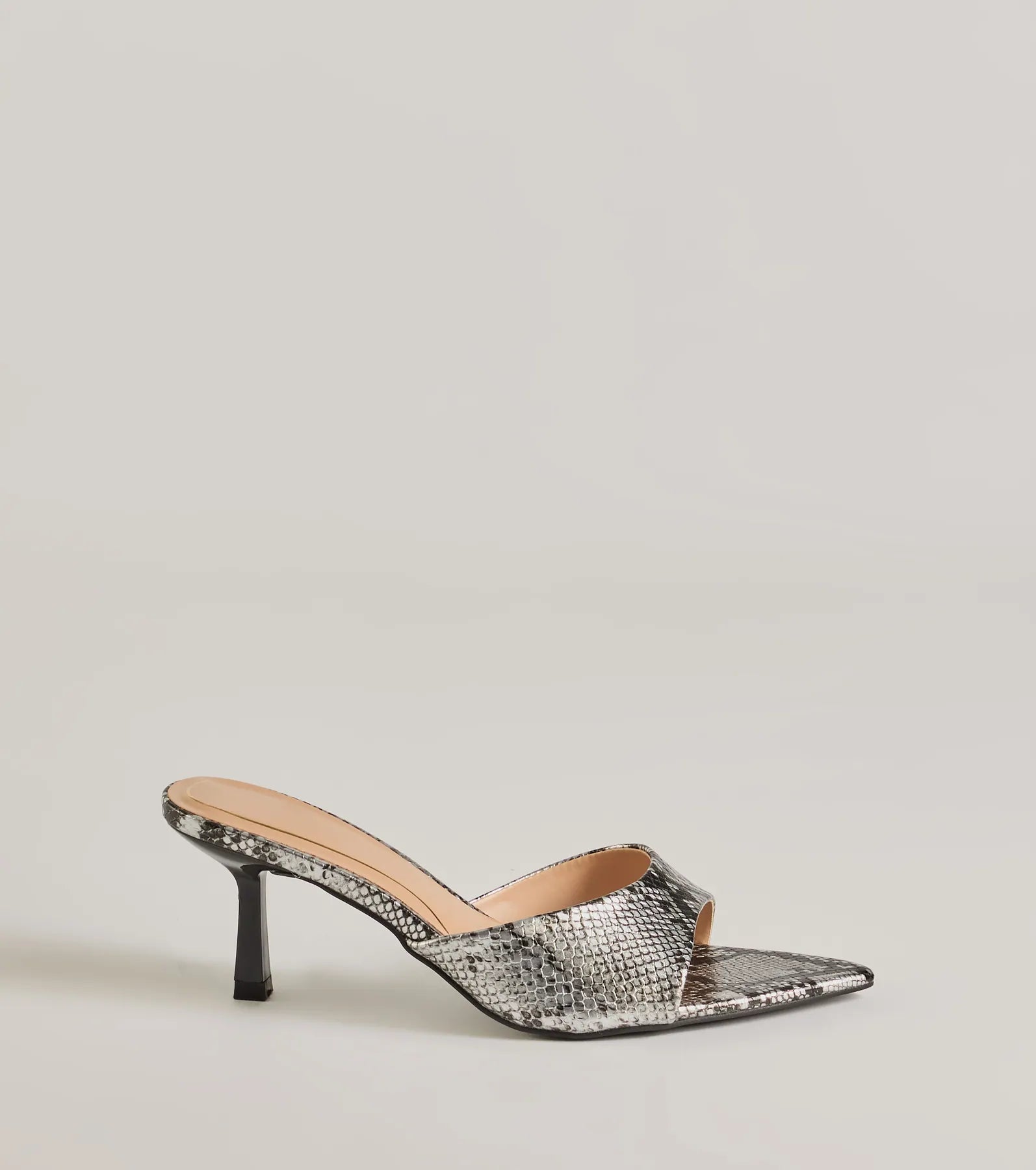 Sassy Impression Snake Print Stiletto Mules