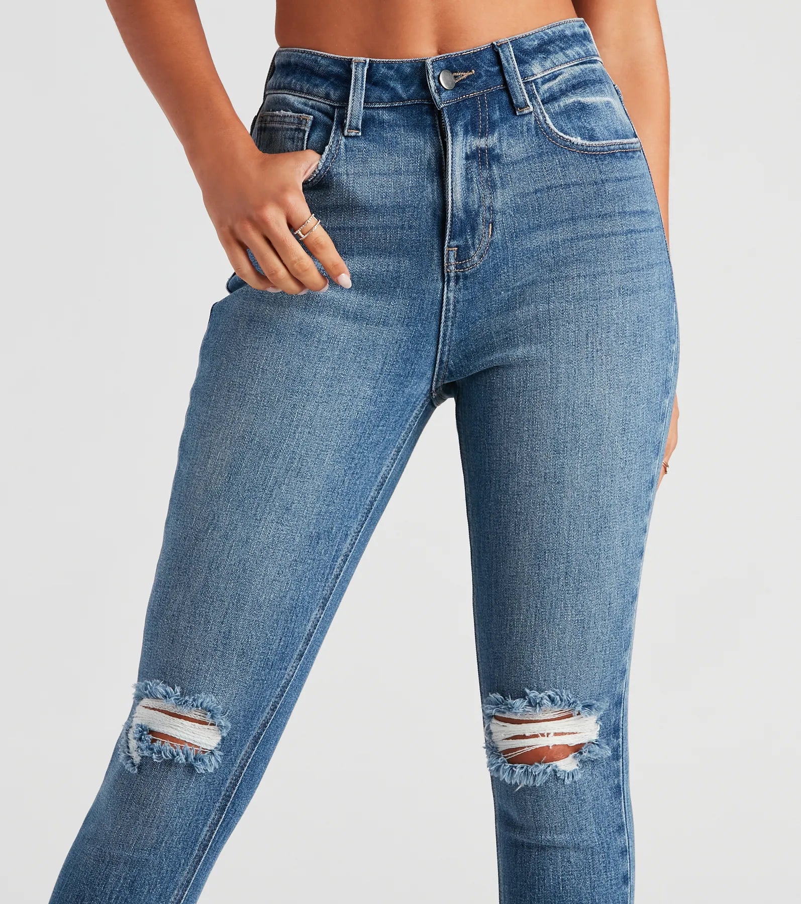 Taylor High Rise Skinny Distressed Jeans By Windsor Denim