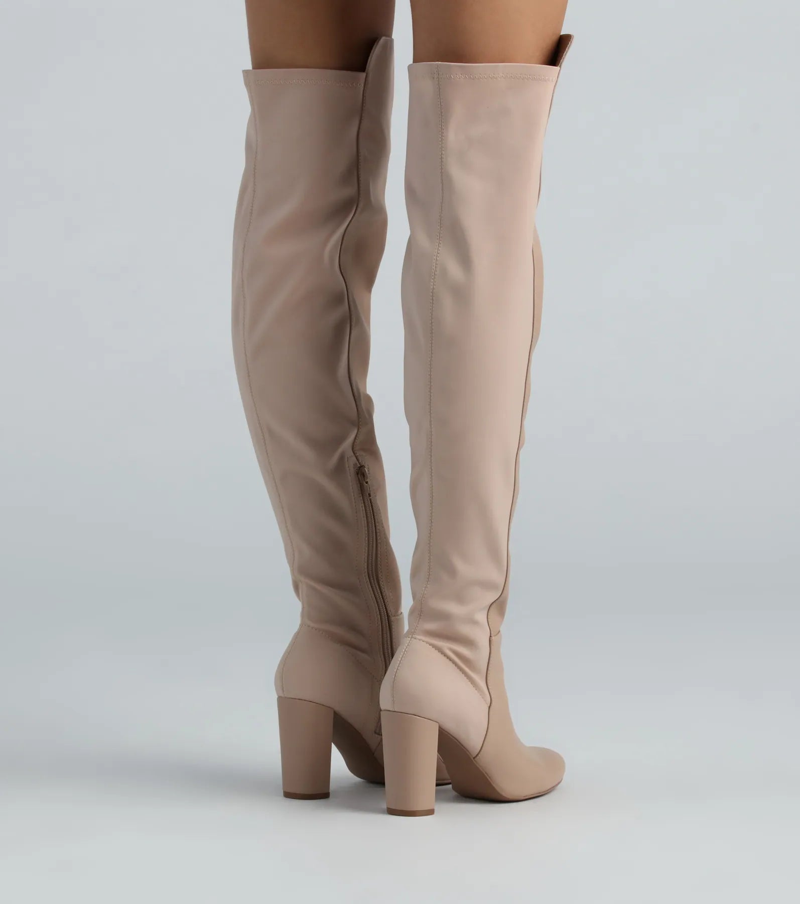 Trendy Two-Tone Faux Leather Over-The-Knee Boots