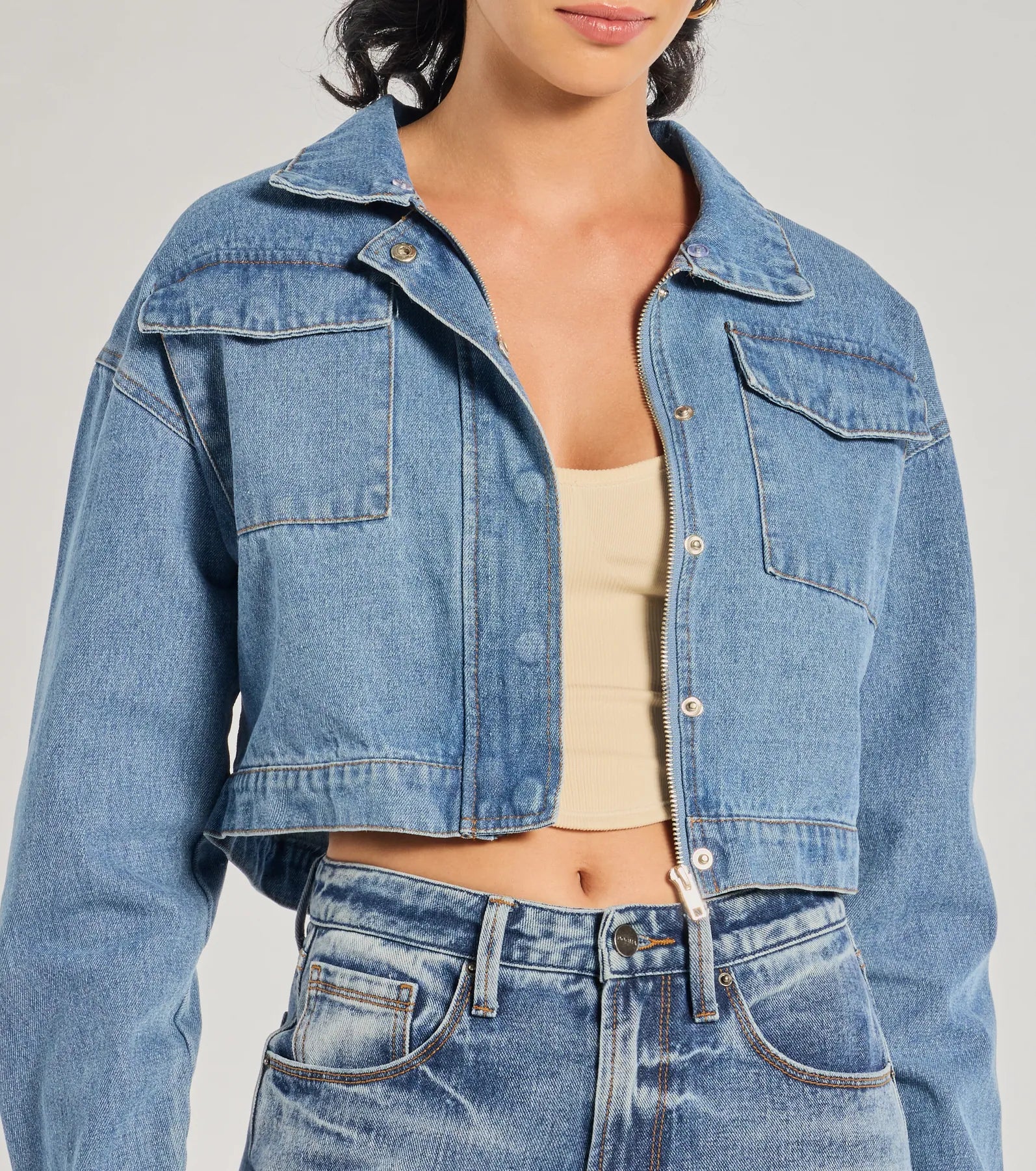 Casual Trendsetter Faux Fur Denim Trucker Jacket