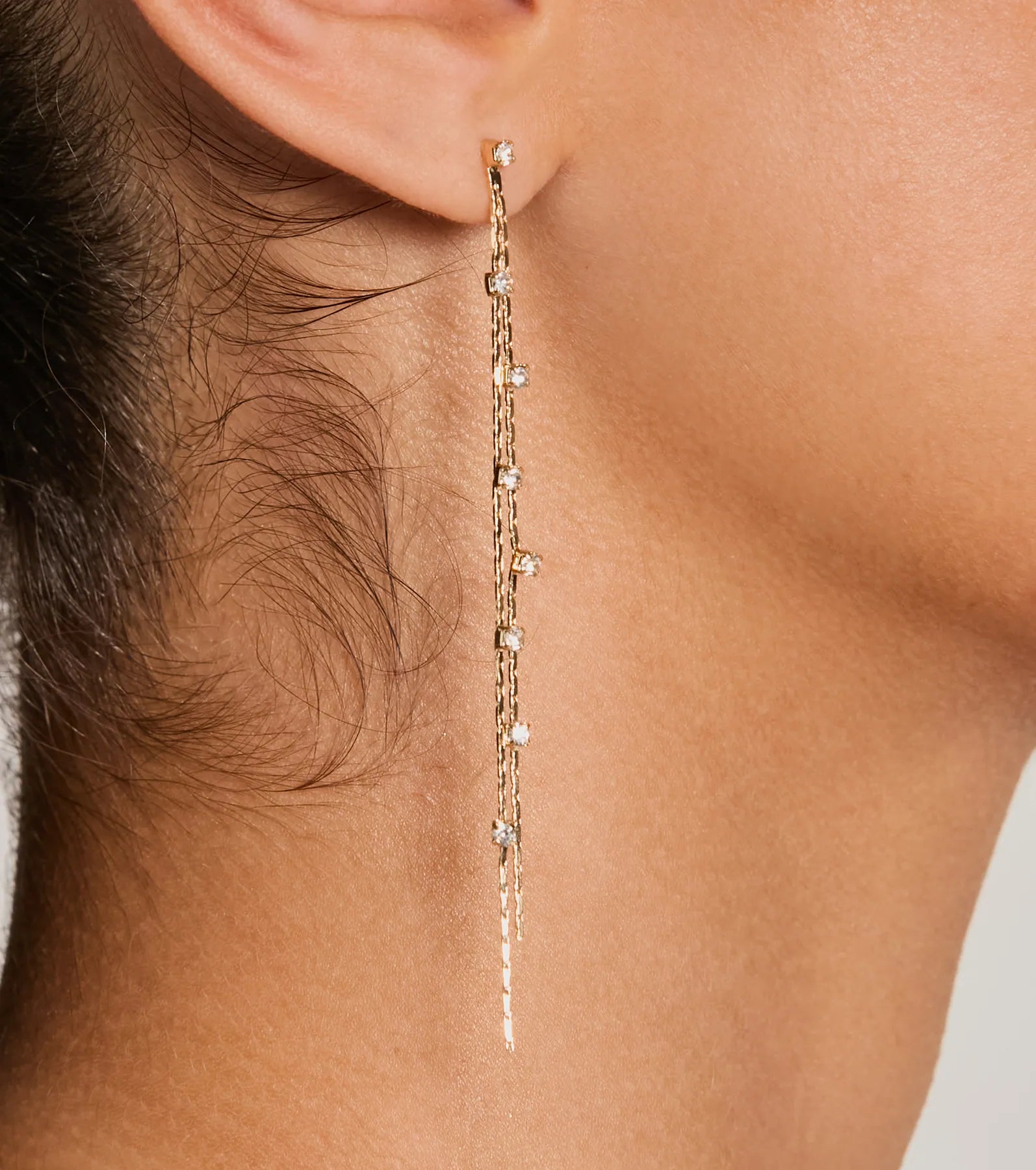 Dainty Glamour Rhinestone Linear Earrings