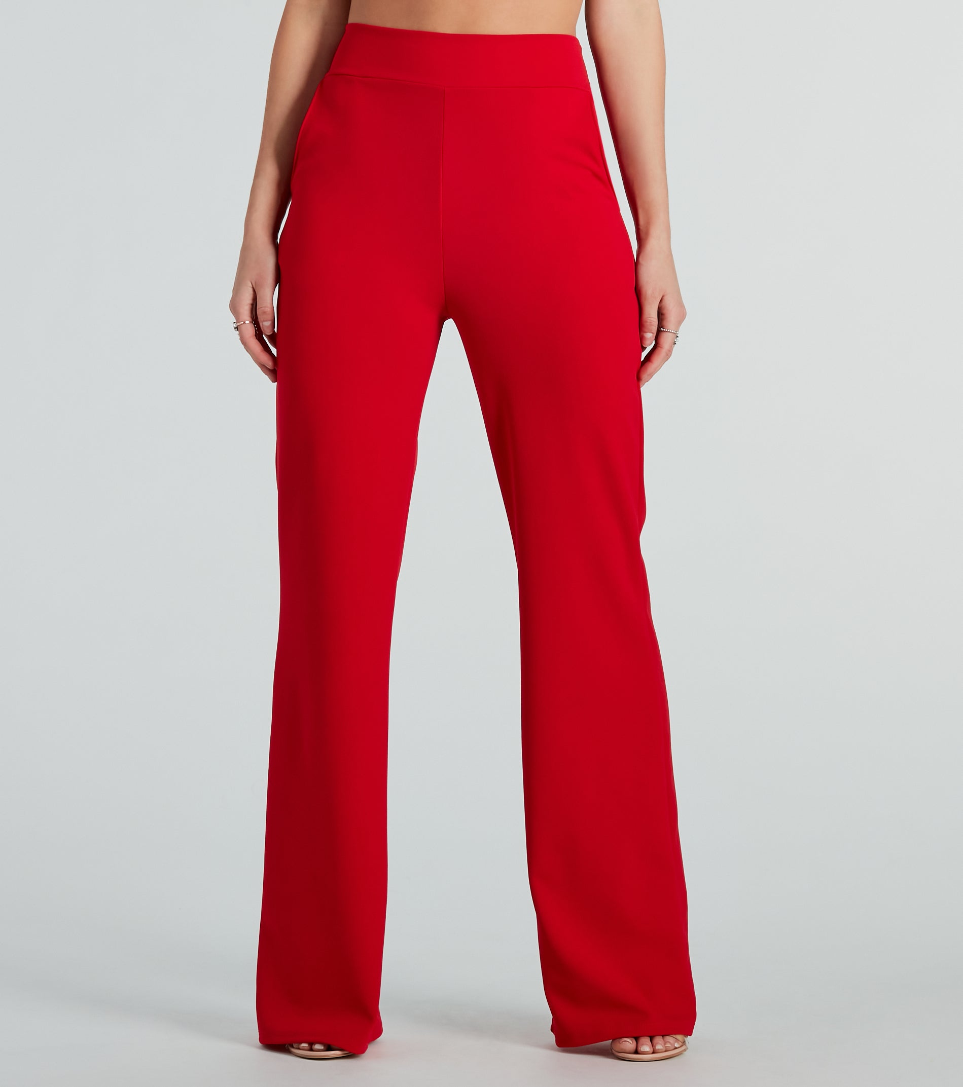 Power Looks High Rise Crepe Trouser Pants