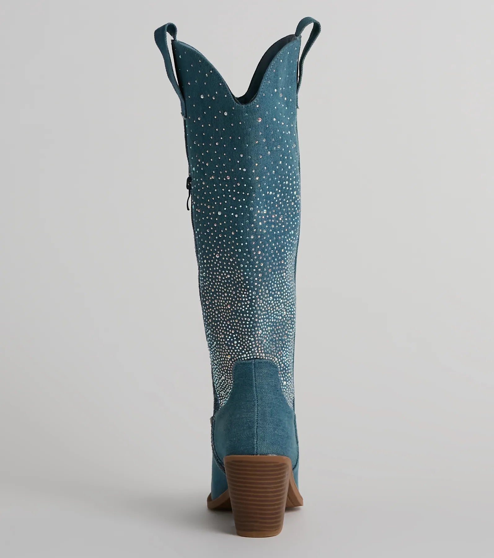 Upbeat Glam Rhinestone Denim Cowboy Boots