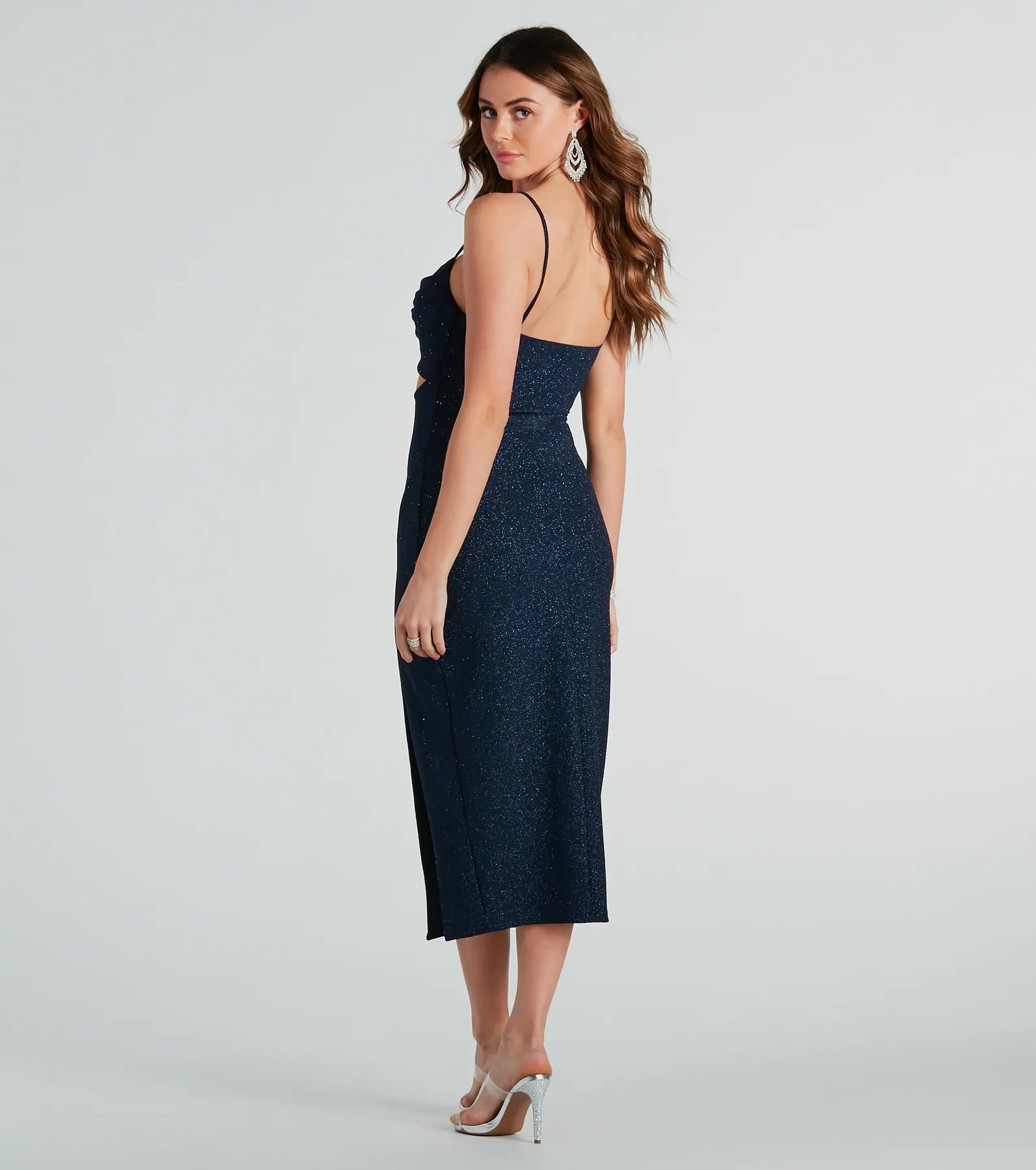 Robyn Formal Glitter Cutout Midi Dress