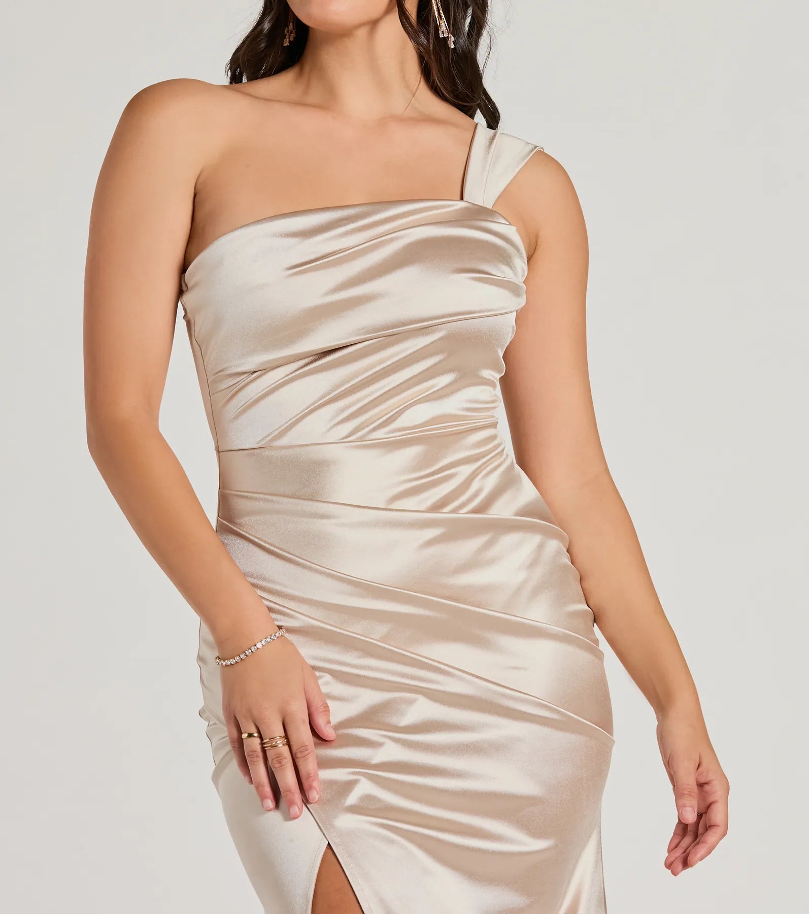 Kathie Formal Satin One-Shoulder Dress