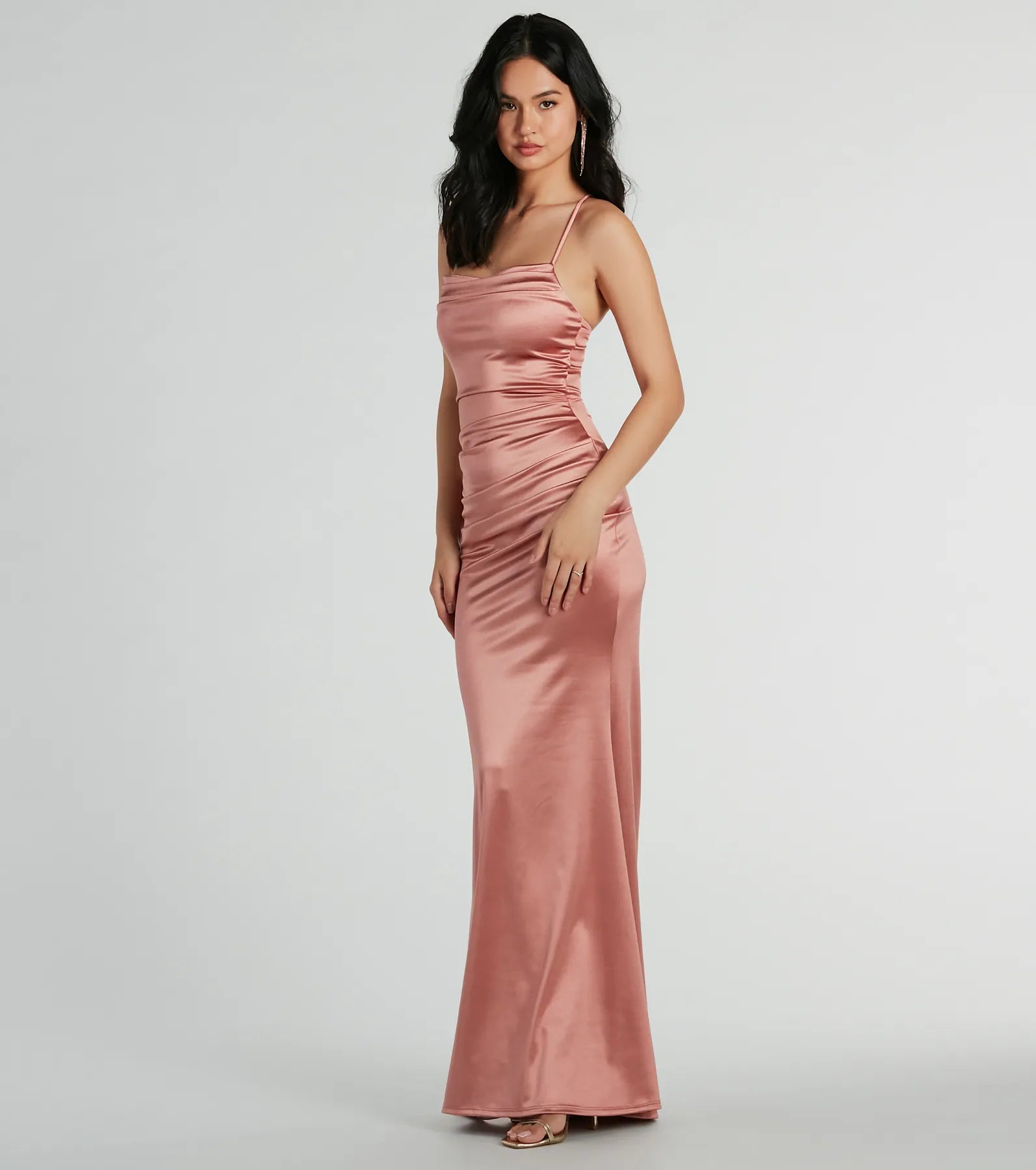 Courteney Cowl Neck Mermaid Satin Formal Dress