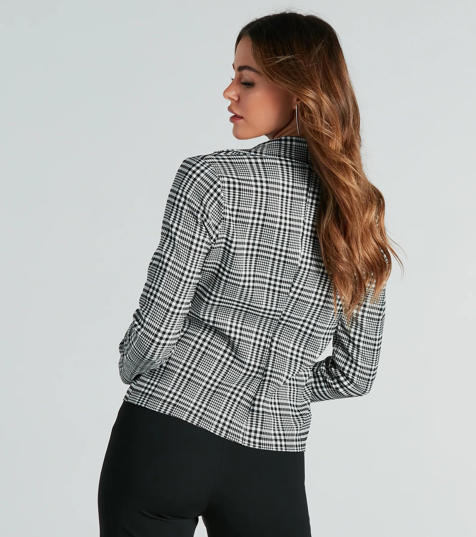 Uptown Attitude Plaid Crop Blazer