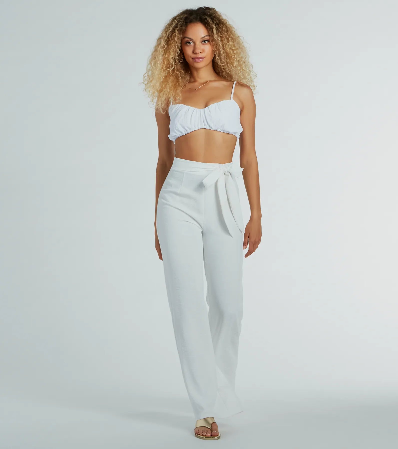 Sittin Pretty Tie Waist Wide-Leg Palazzo Pants