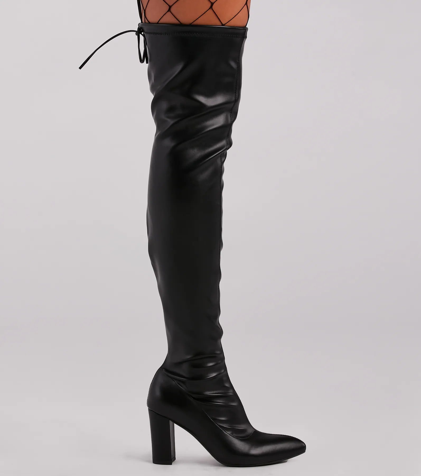 High Ambition Faux Leather Thigh-High Boots