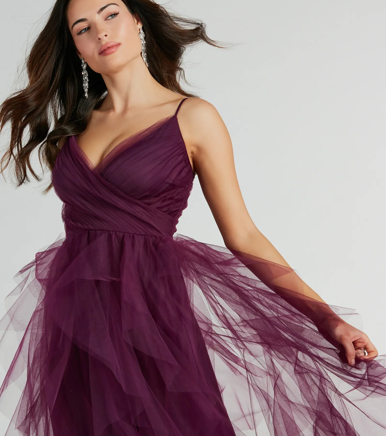 Hadley V-Neck Ruffled A-Line Tulle Formal Dress