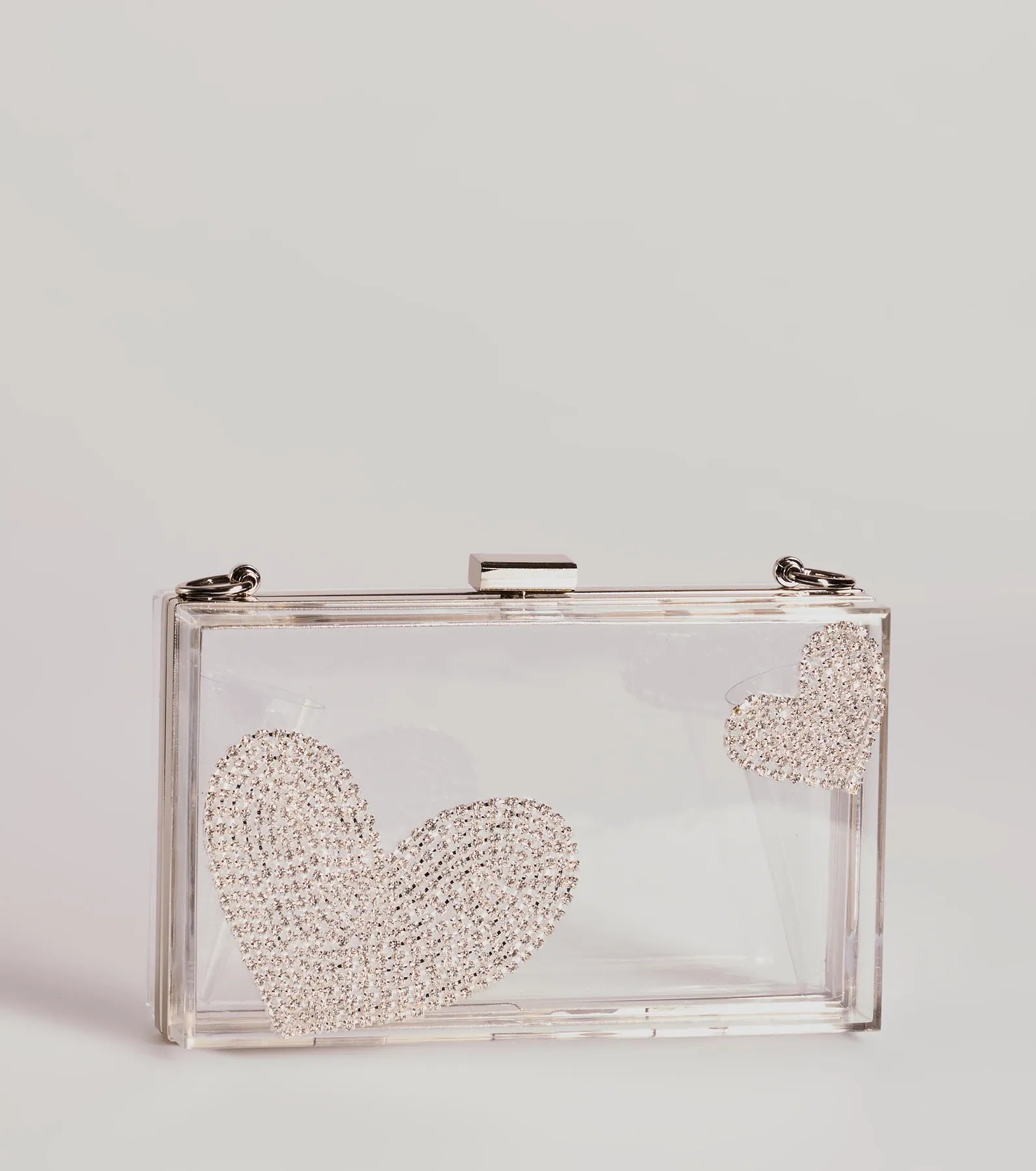 Heart's Content Rhinestone Clear Box Bag