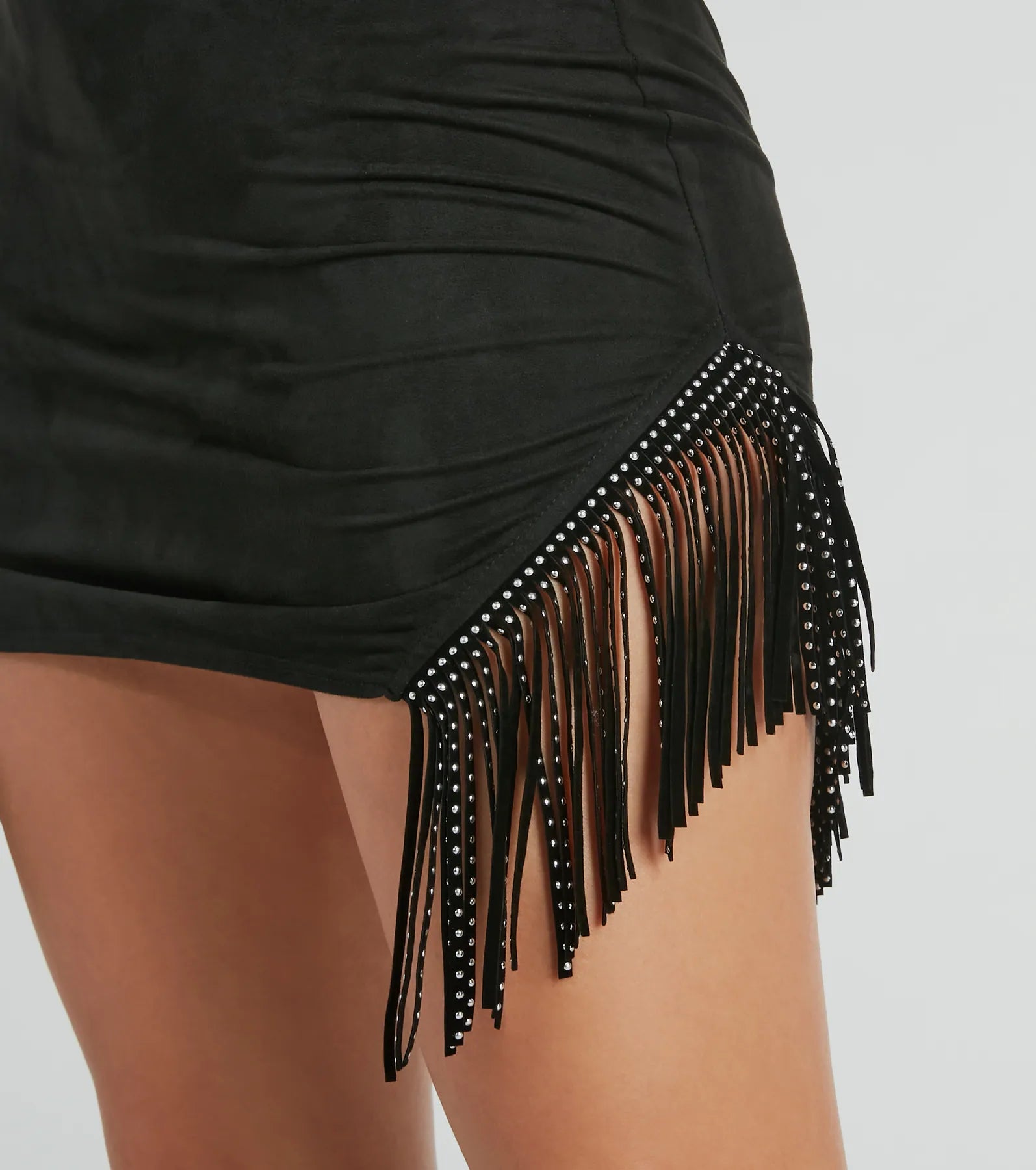 Bring The Drama Fringe Faux Suede Mini Skirt