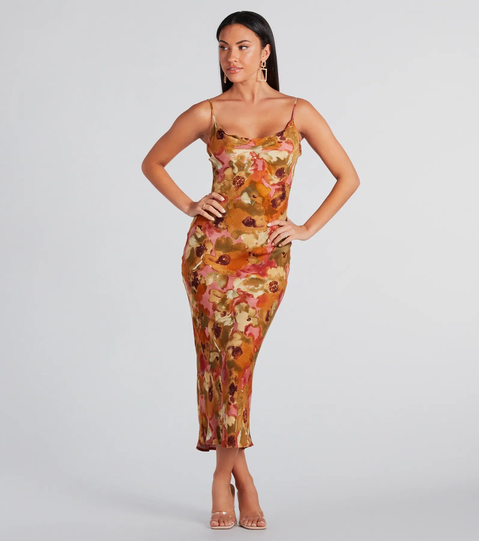 Simply Fine In Floral A-Line Midi Dress