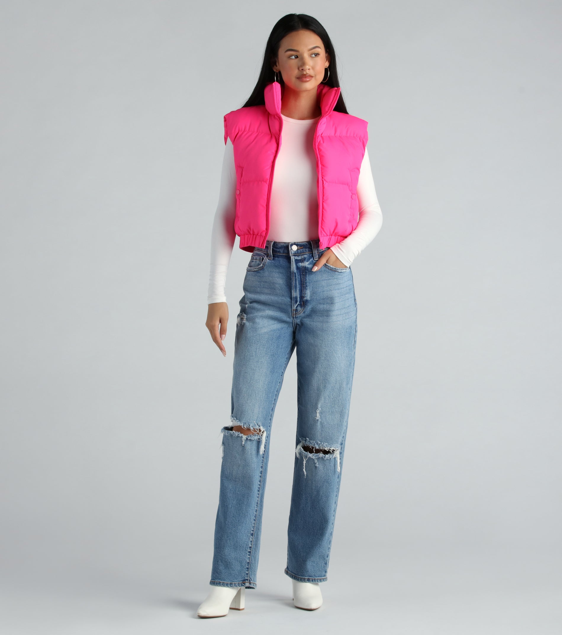 Layer Up Sleeveless Puffer Vest With Pockets